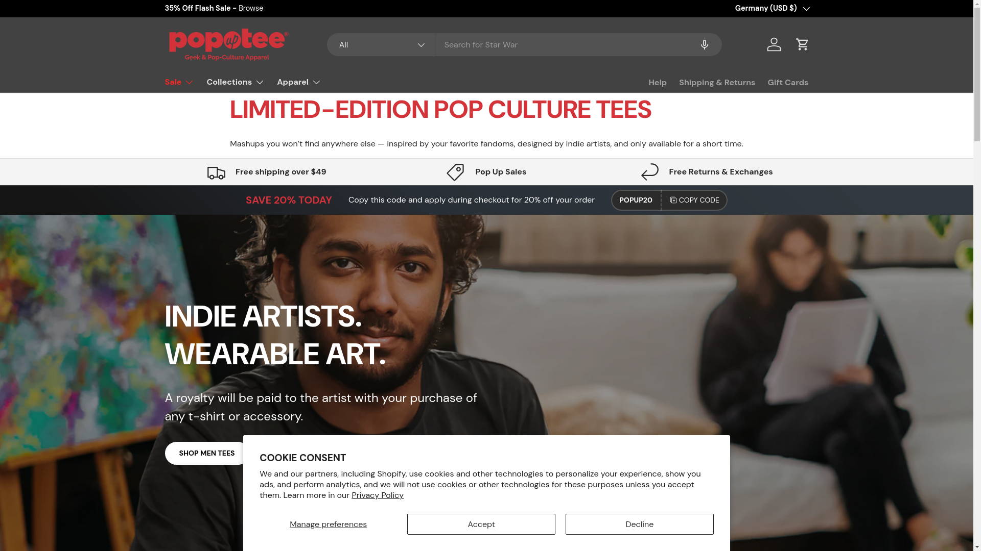website screenshot of https://lovepopuptee.com/