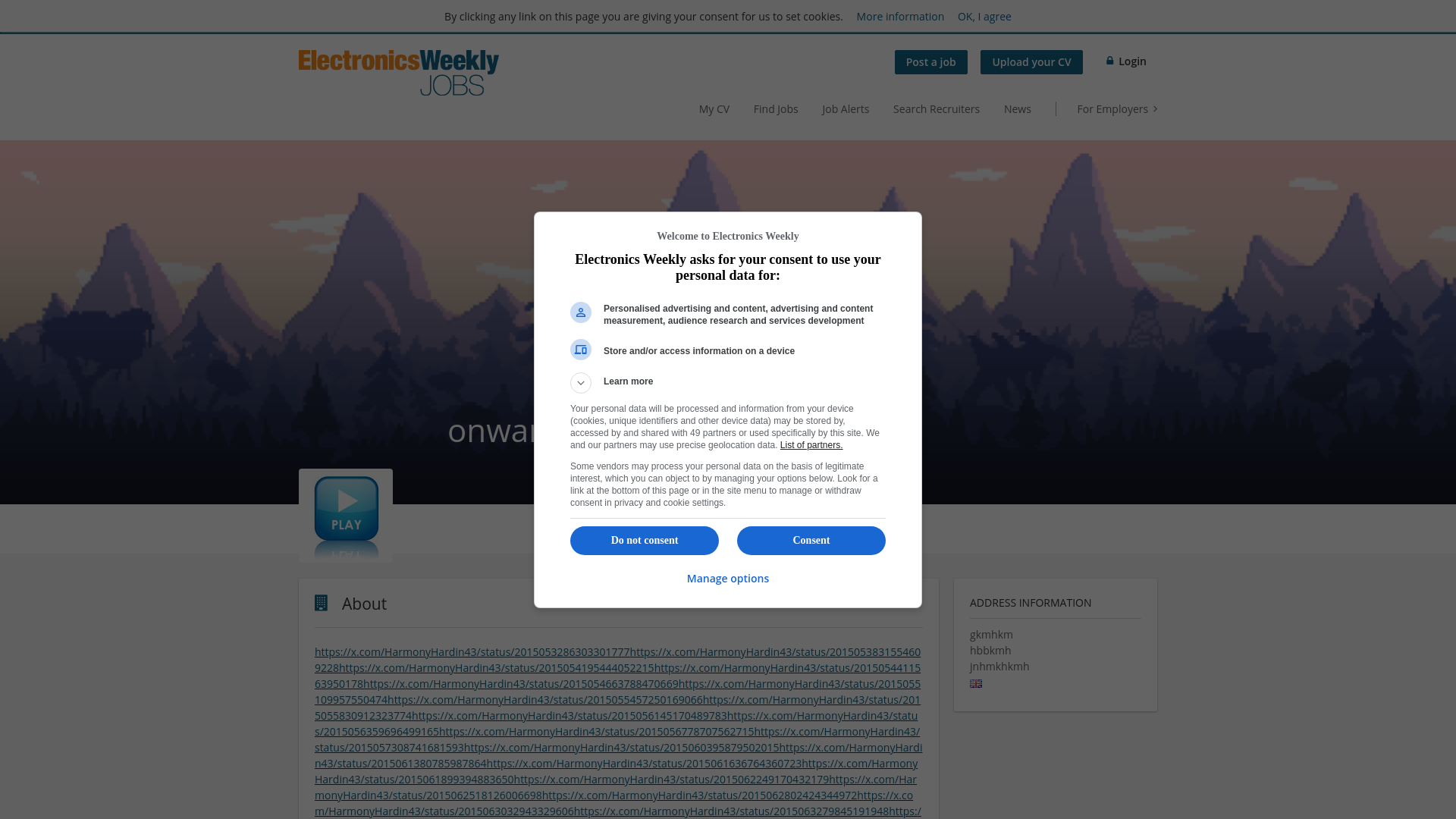 website screenshot of https://jobs.electronicsweekly.com/company/onwardssupplements