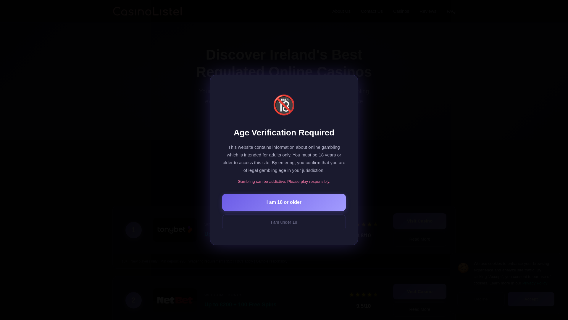 website screenshot of https://casinolistei.com