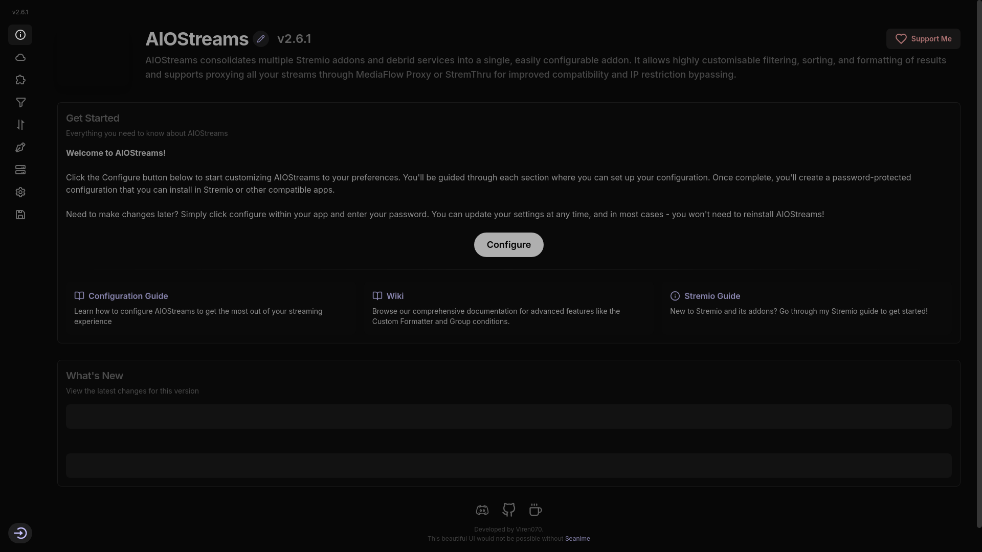 website screenshot of https://aiostreams.brucethemoos.online/