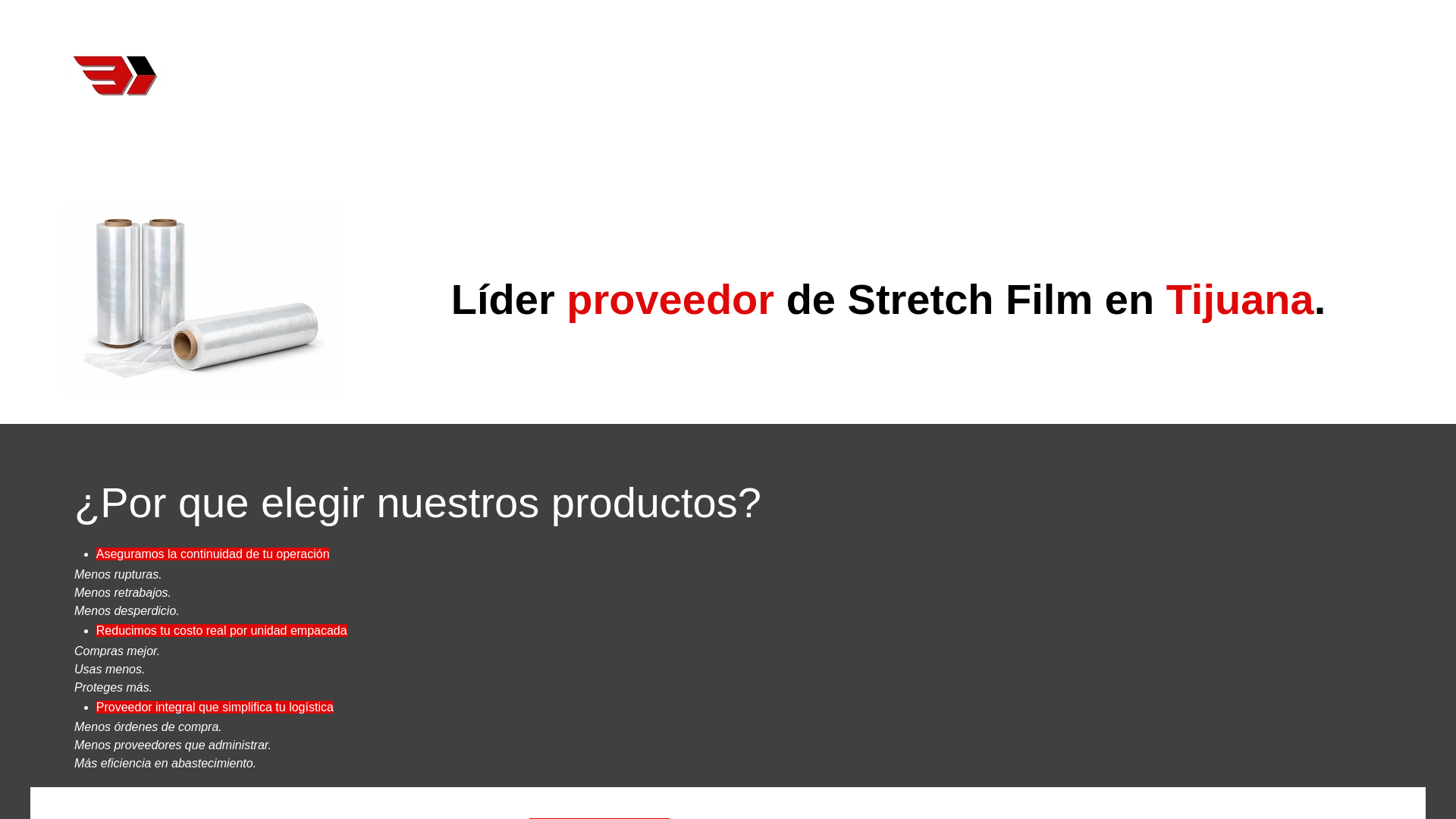 website screenshot of https://empaquesdelnoroeste.com