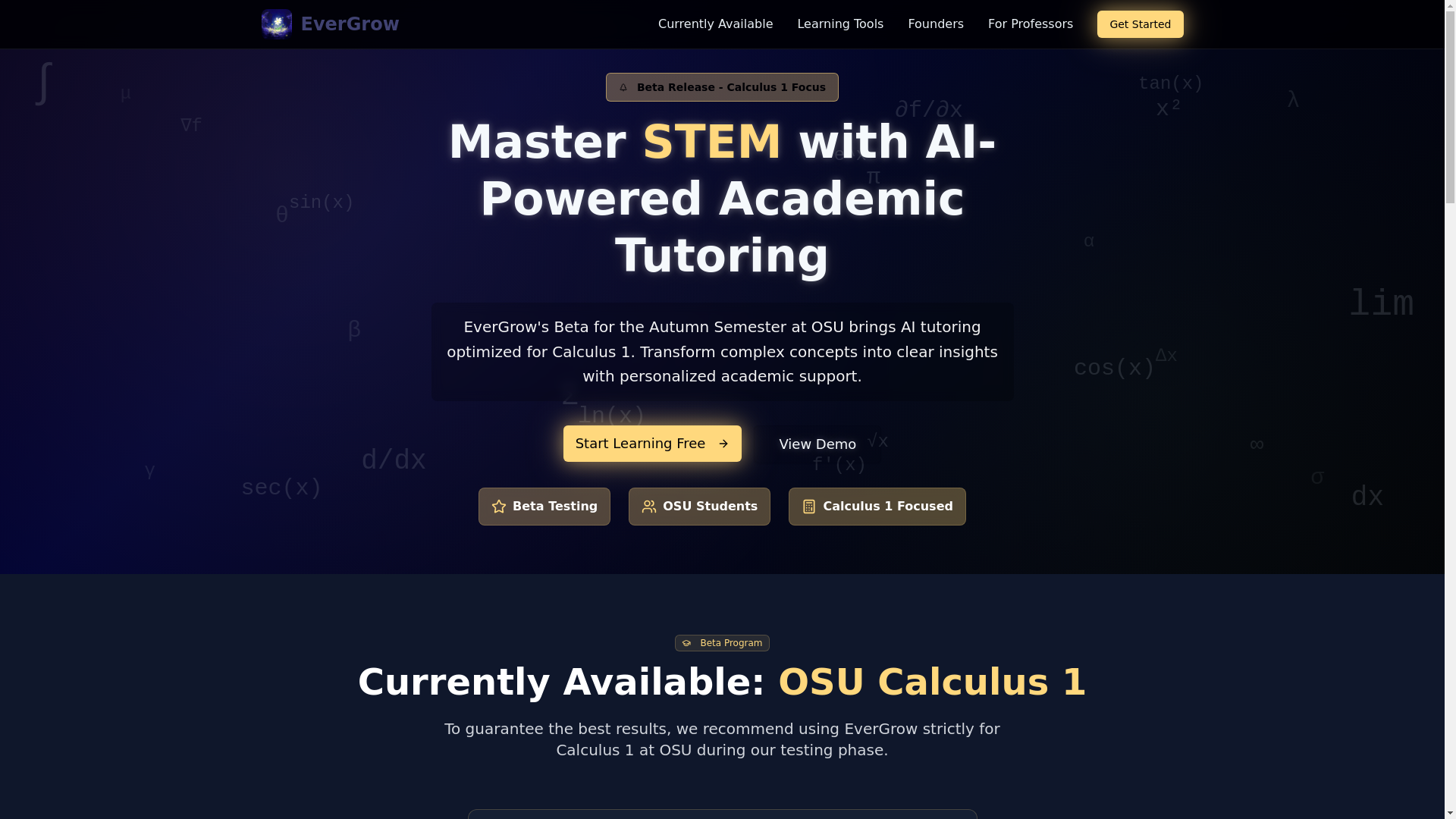 website screenshot of https://evergrowapp.ai/