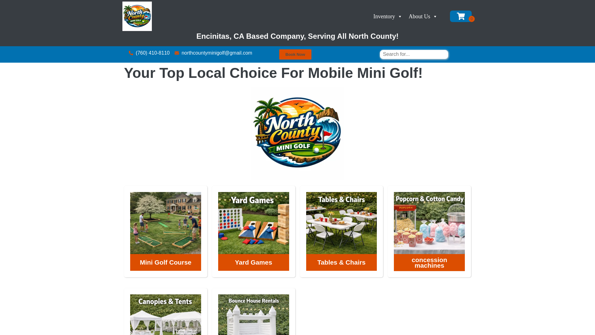 website screenshot of https://northcountyminigolf.com/
