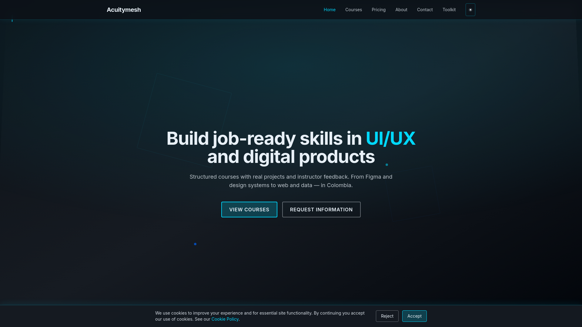 website screenshot of https://acuitymesh.digital/
