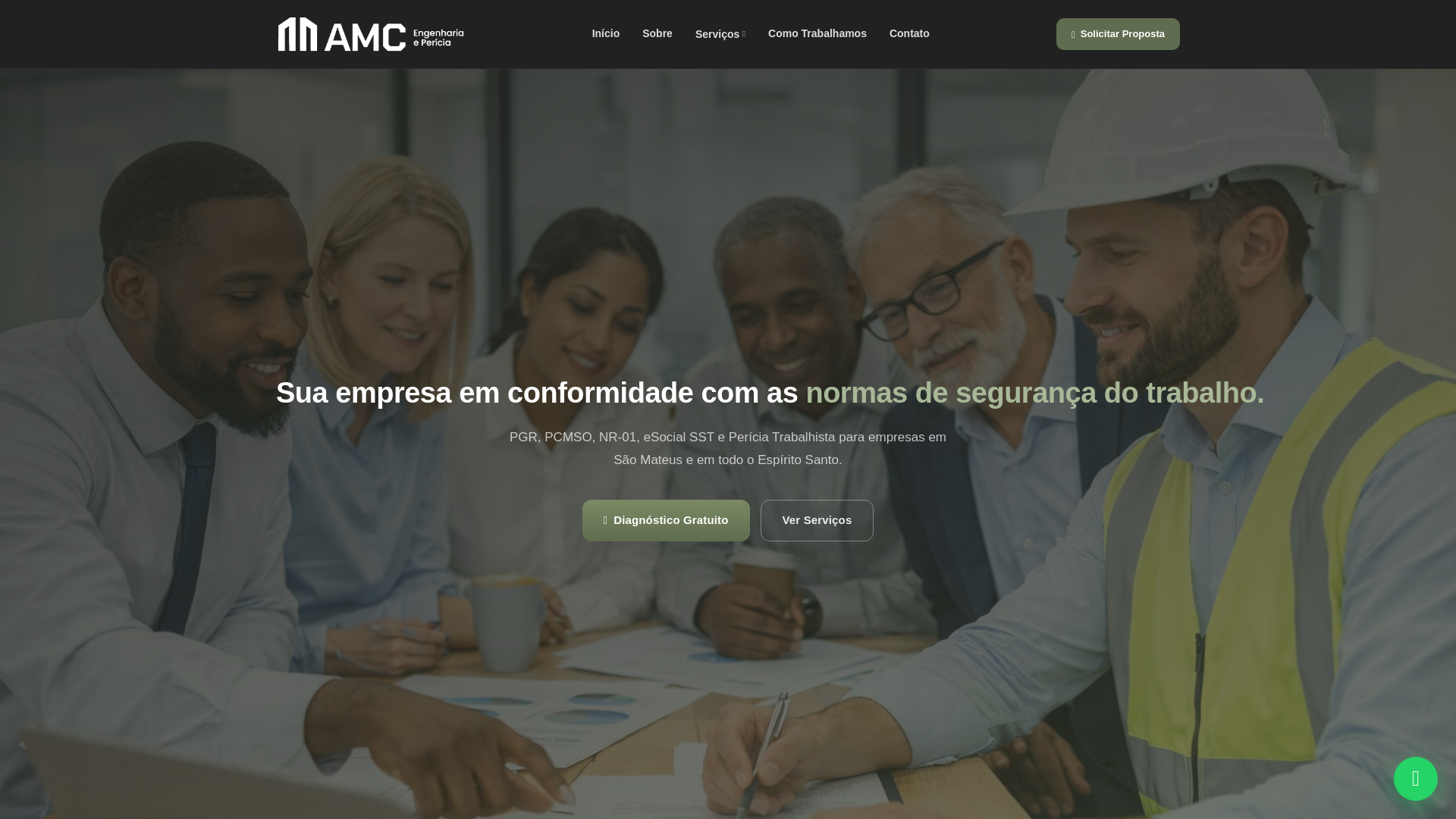 website screenshot of https://amcengenhariaepericia.com/