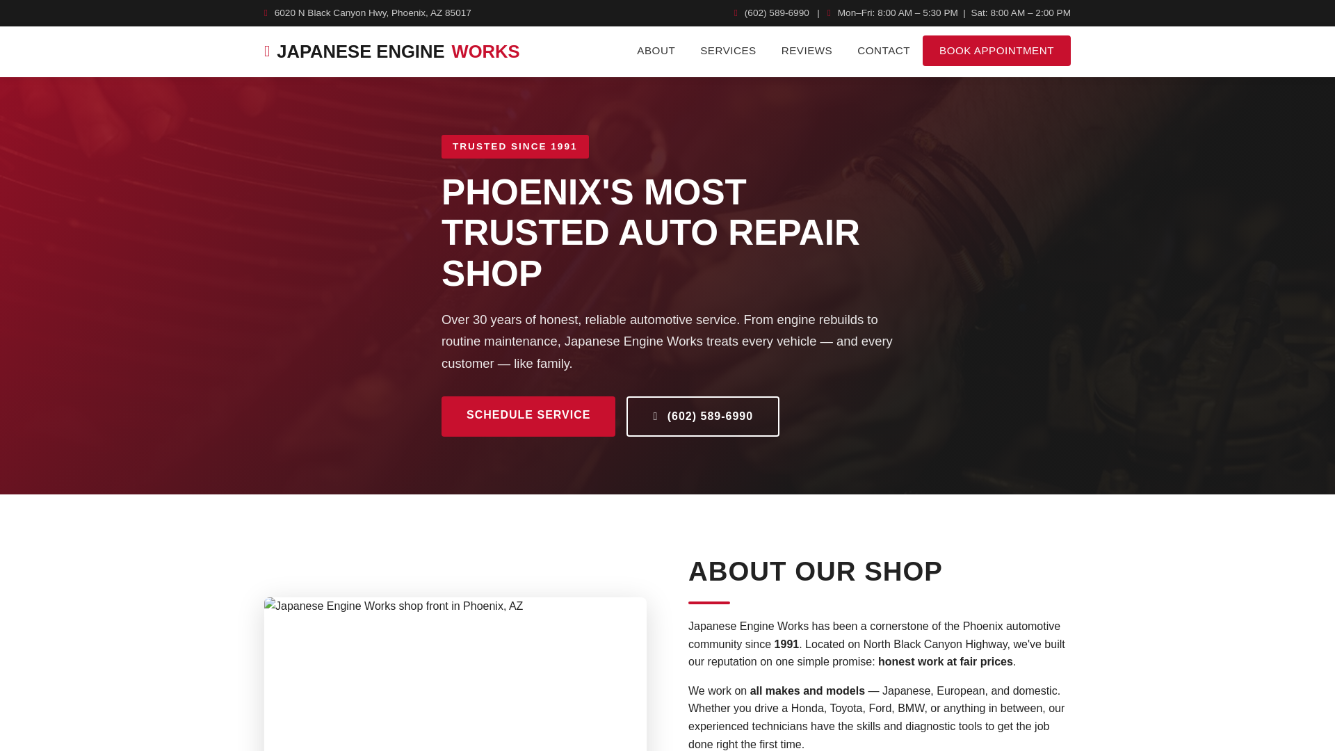 website screenshot of https://japaneseengineworks.com/