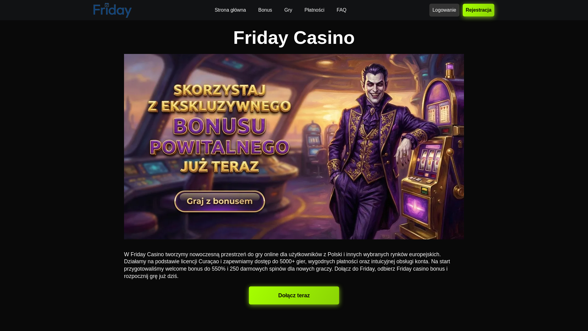 website screenshot of https://fridaycasino-pl-56461.pages.dev/