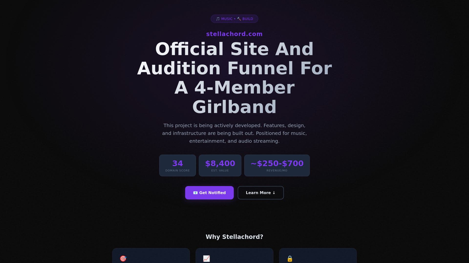 website screenshot of https://stellachord.com/