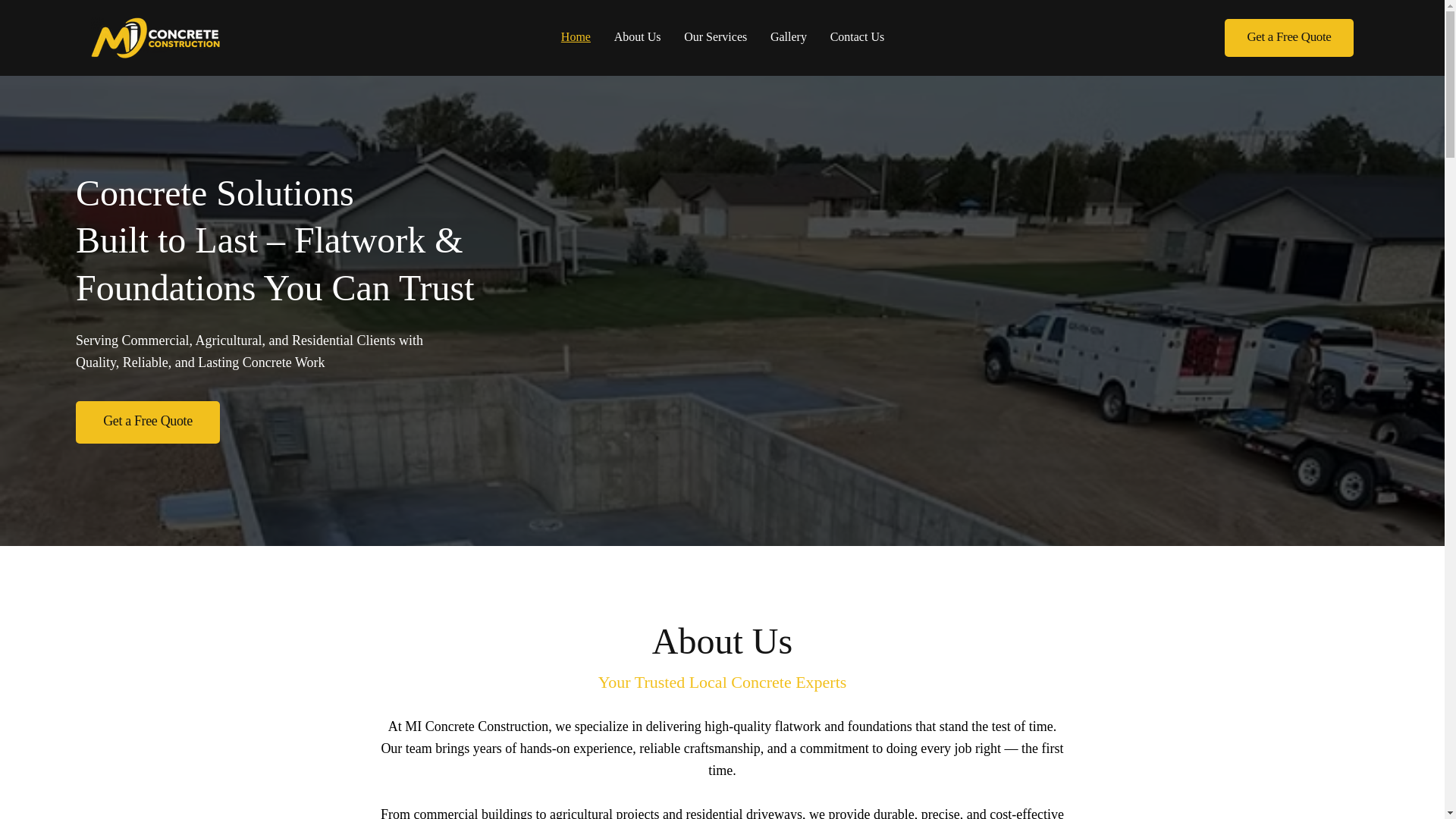 website screenshot of https://miconcretellc.com/