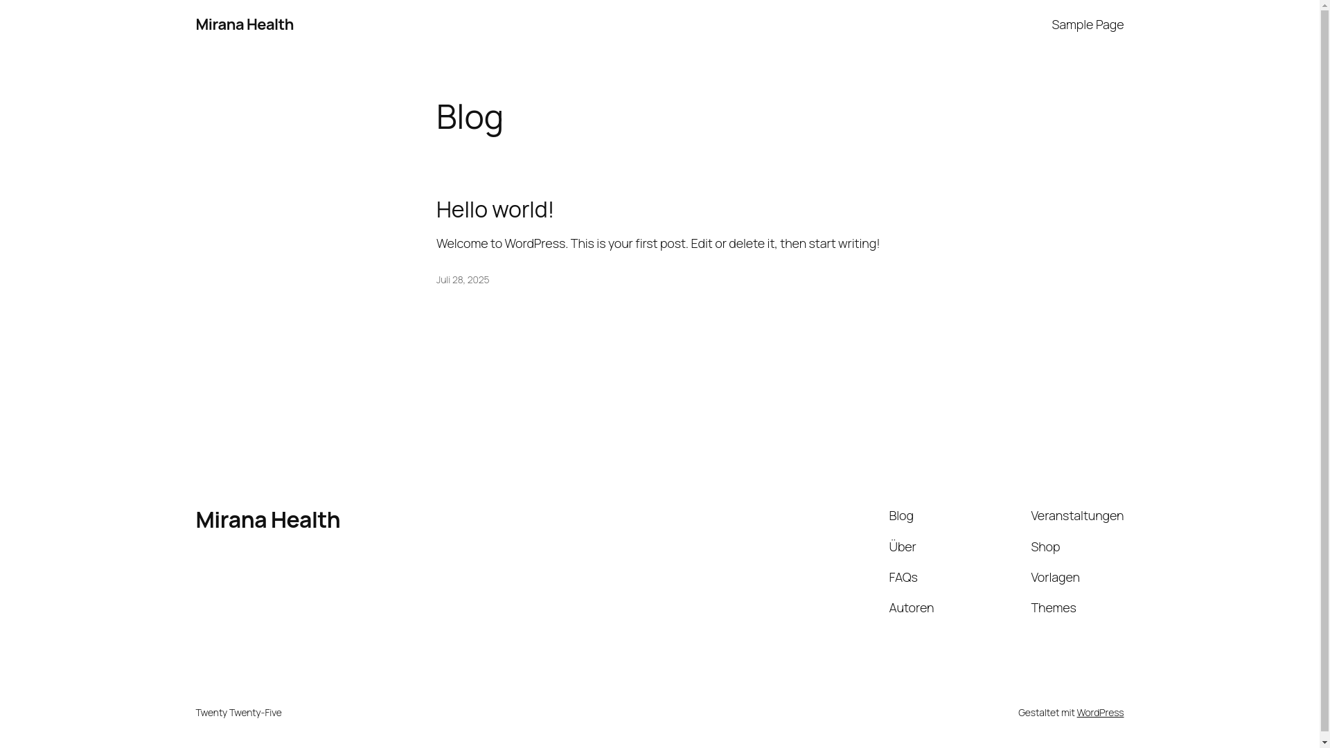 website screenshot of https://mirana-health.de/
