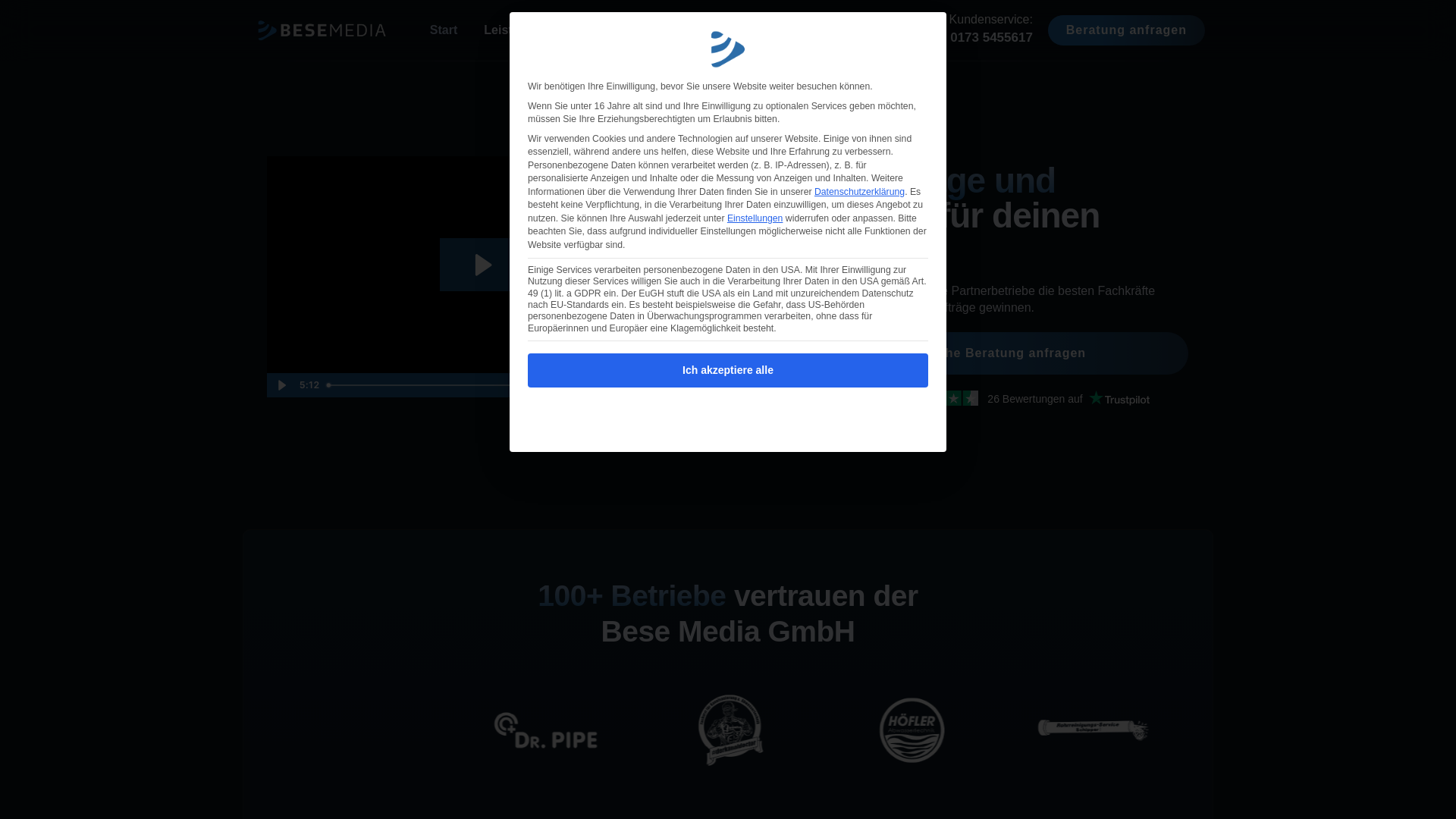 website screenshot of https://besemedia-gmbh.de/
