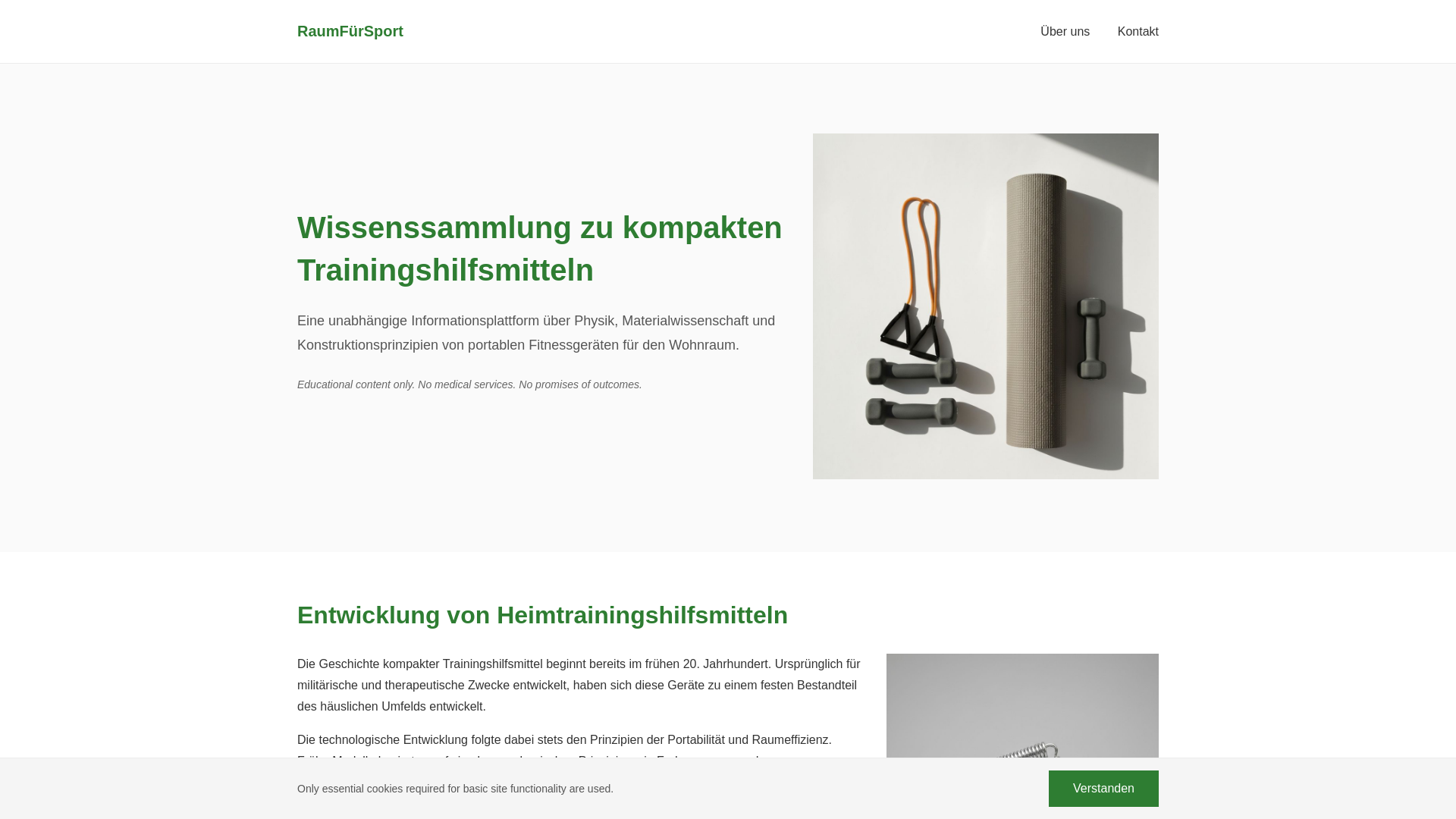 website screenshot of https://raumfursport.info/
