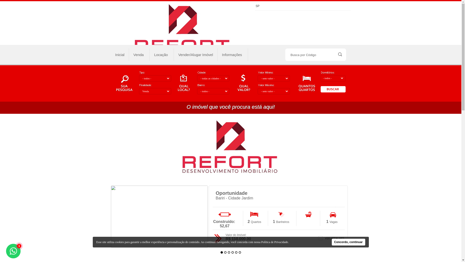 website screenshot of https://reforteimoveis.com.br/