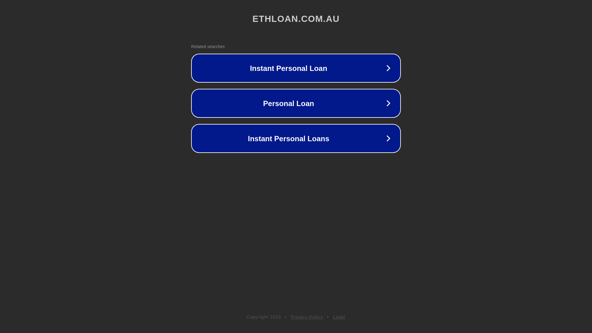 website screenshot of https://ethloan.com.au/