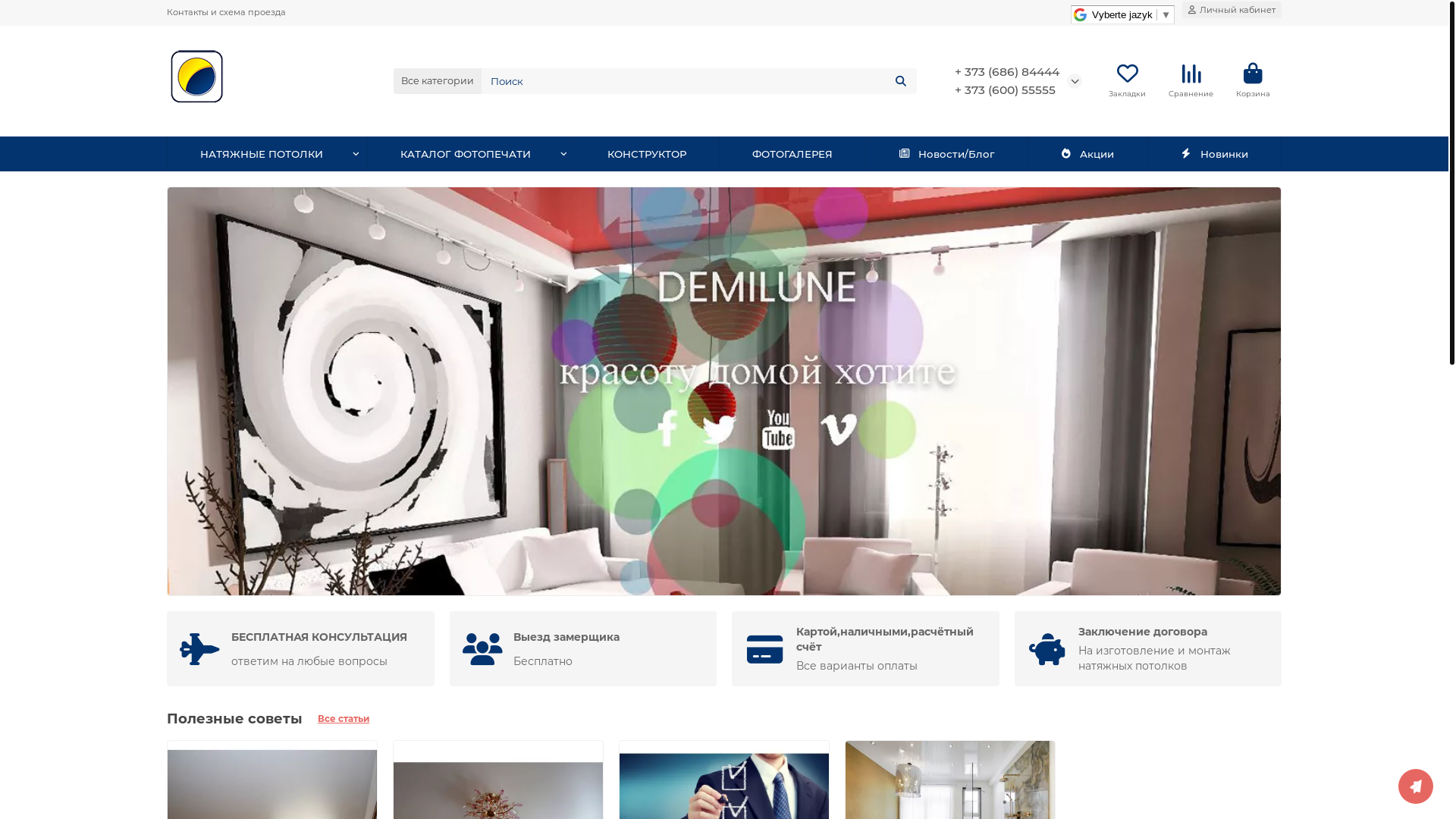 website screenshot of https://tavanelux.md/