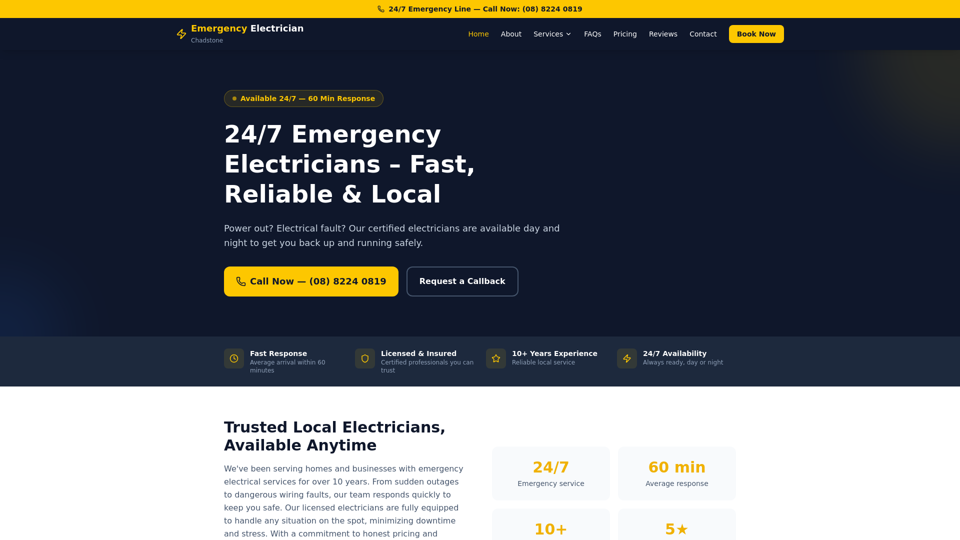 website screenshot of https://electrician-chadstone.pages.dev/