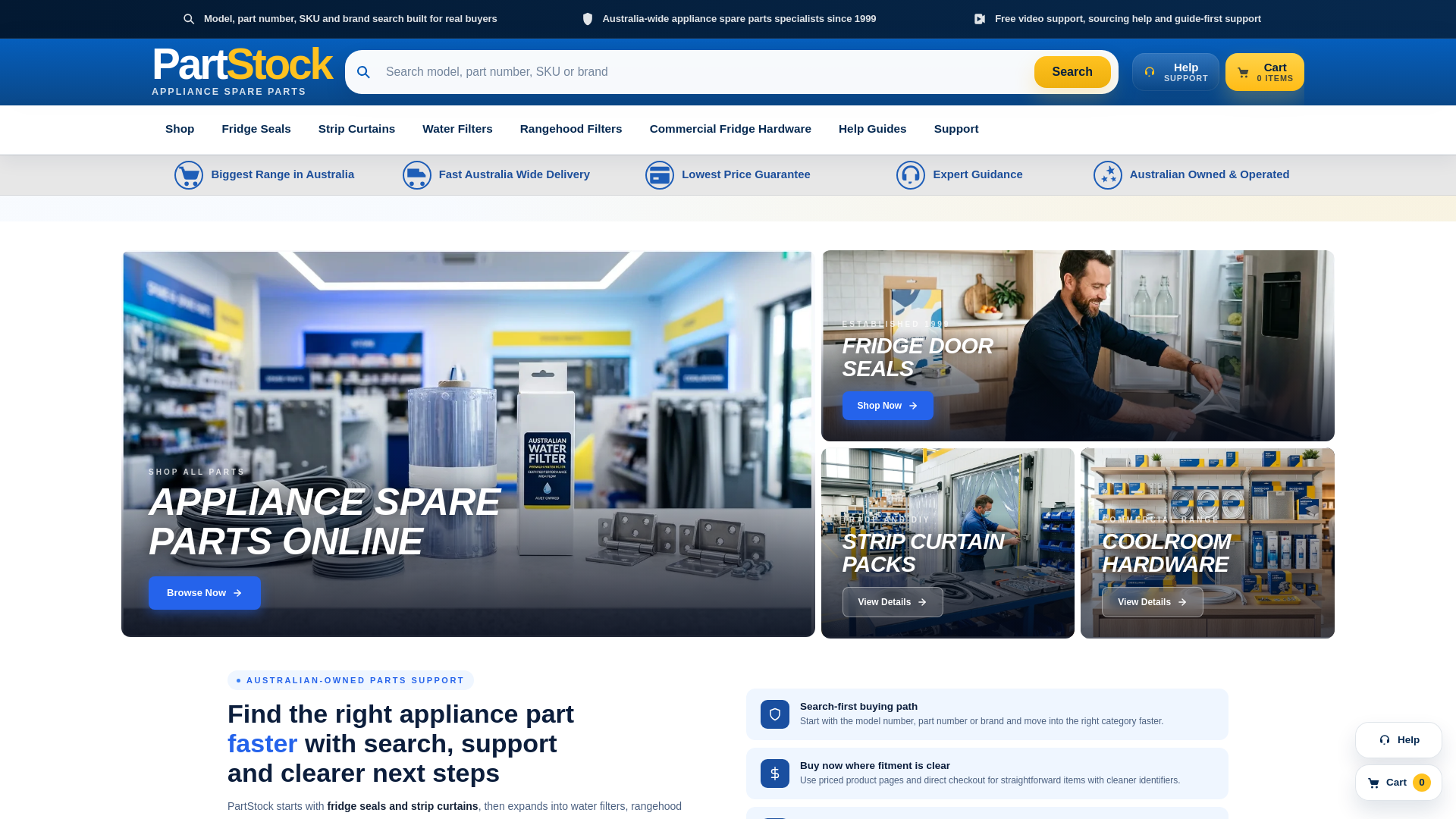 website screenshot of https://partstock.com.au/