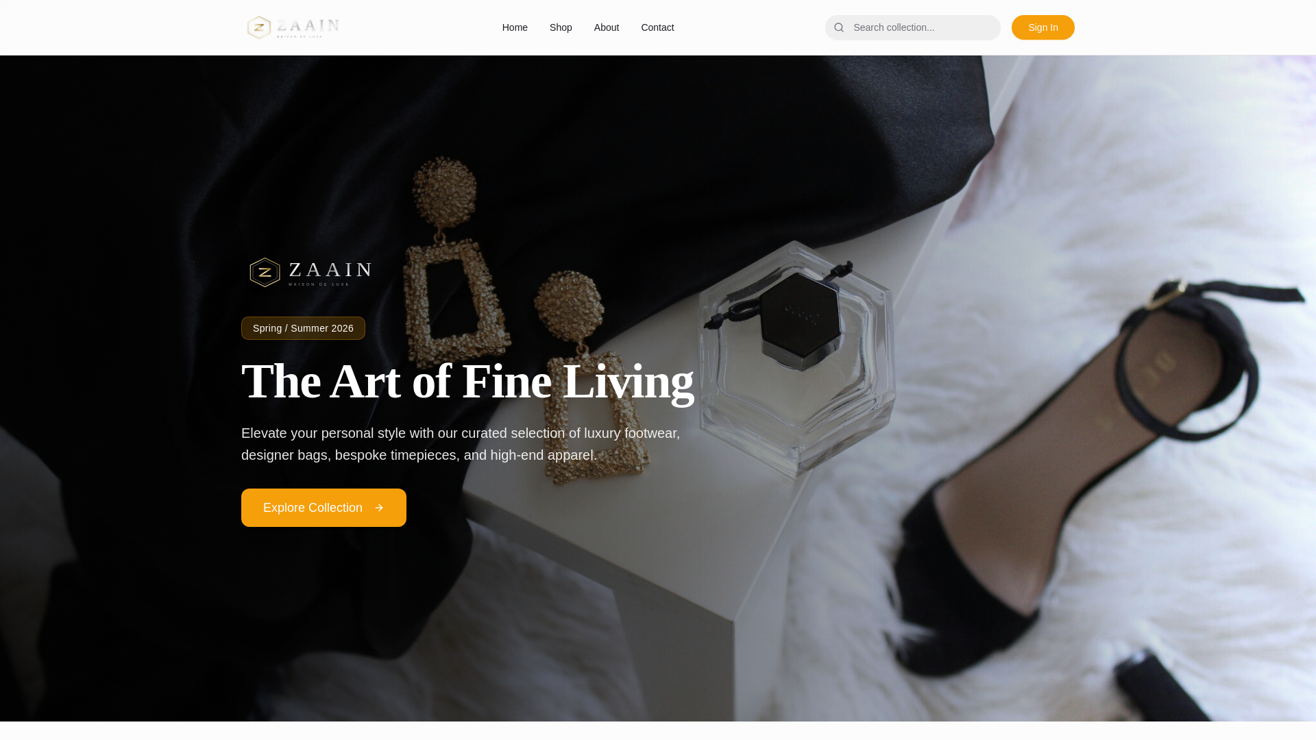 website screenshot of https://zaainstore.com/