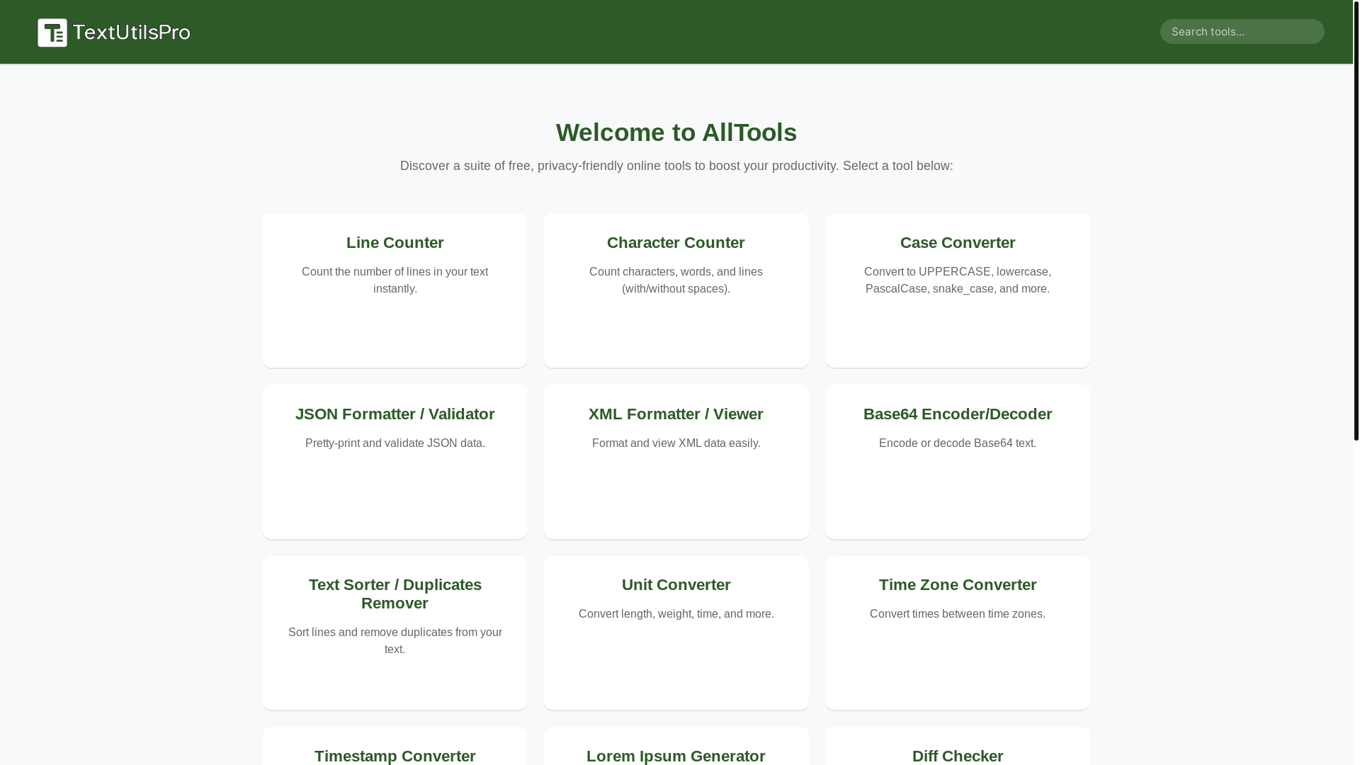 website screenshot of https://textutilspro.com/