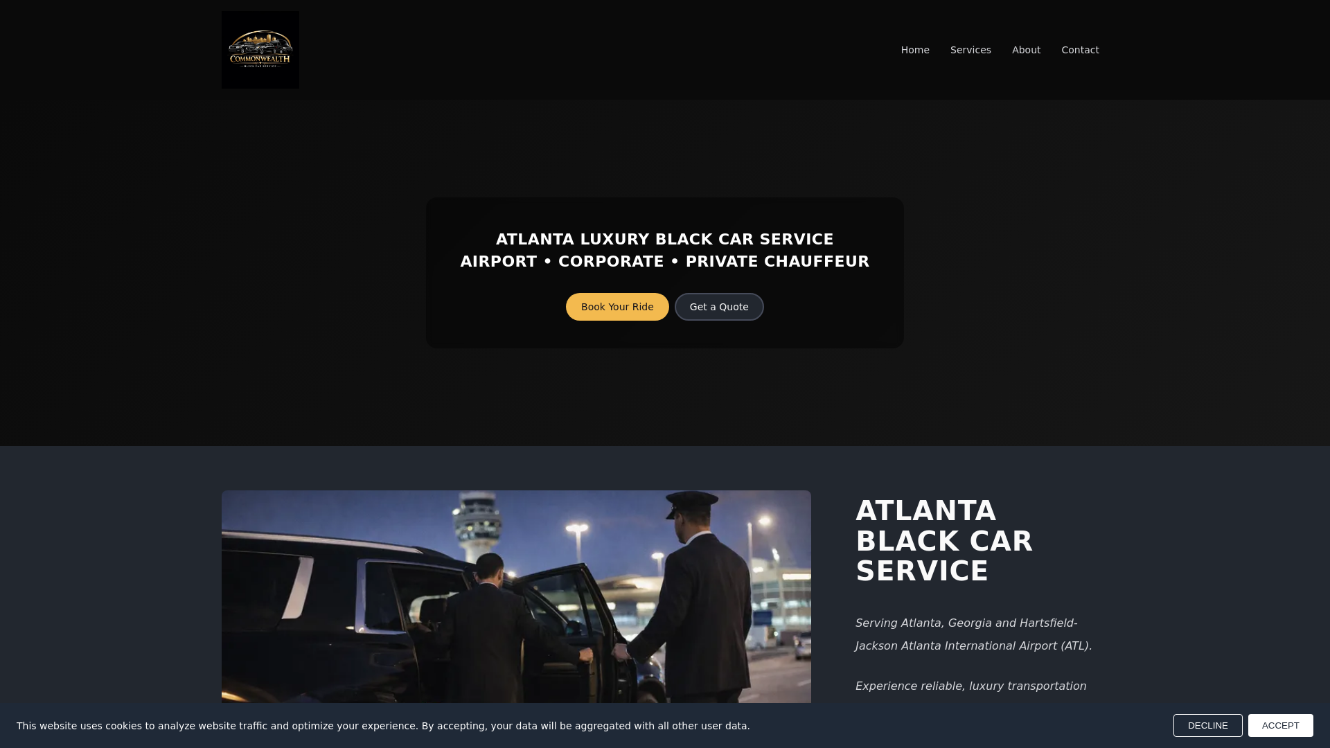 website screenshot of https://commonwealthblackcarservice.com/