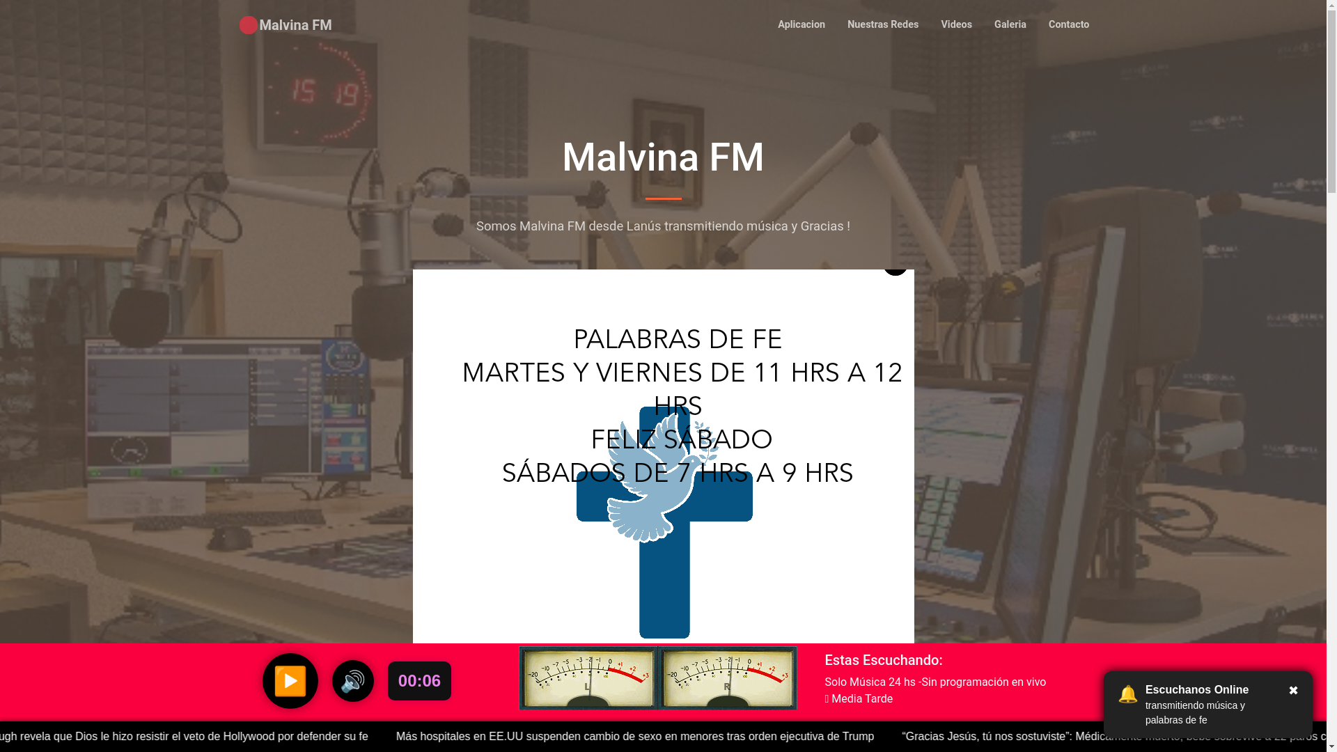website screenshot of https://malvinafm.com.ar/