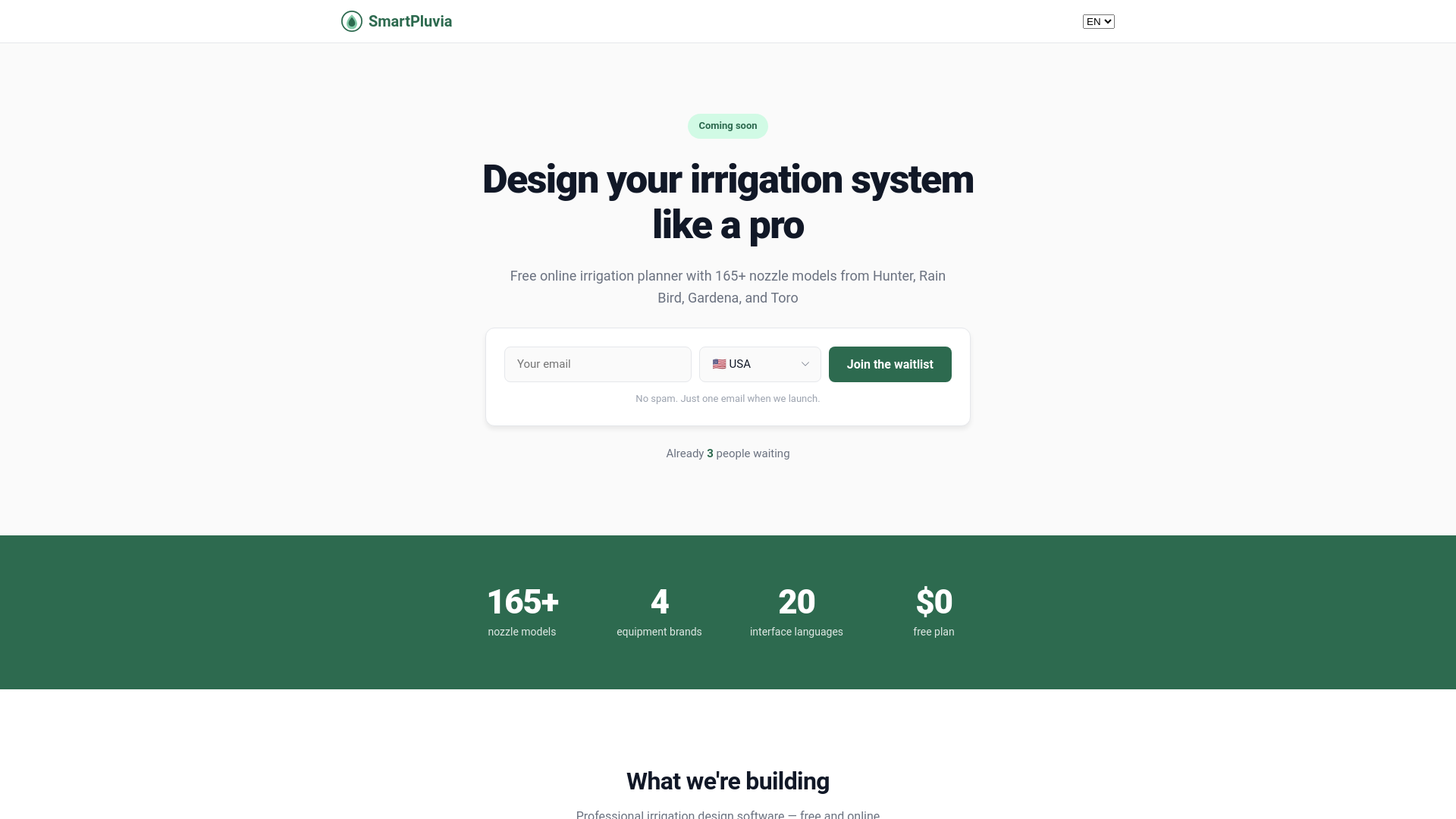 website screenshot of https://smartpluvia.com/