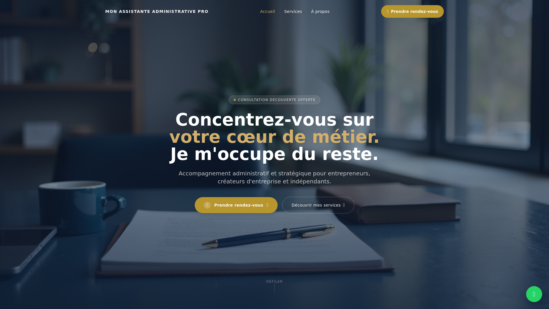 website screenshot of https://monassistanteadministrativepro.com/