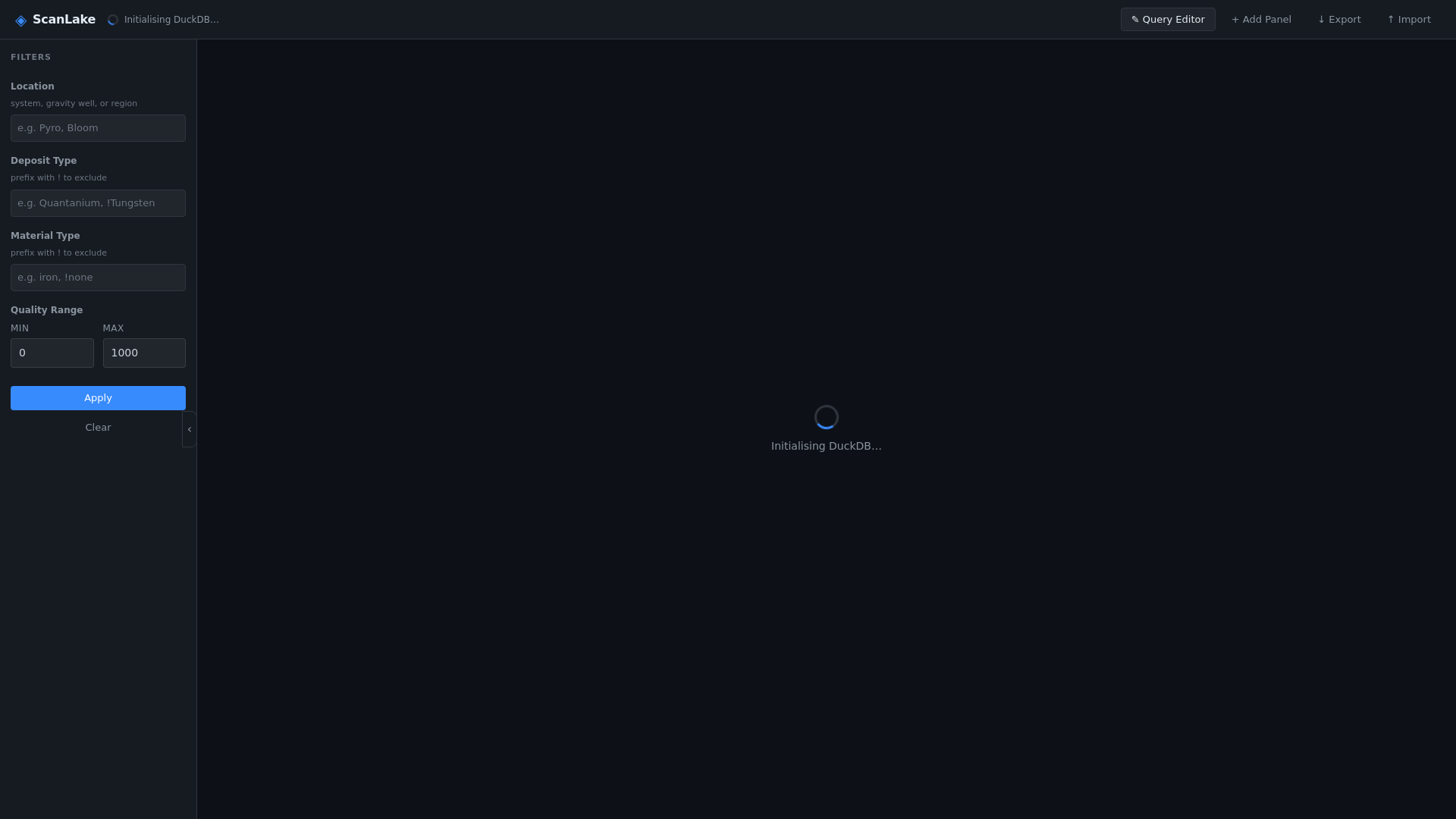 website screenshot of https://scanlake-dashboard.pages.dev/