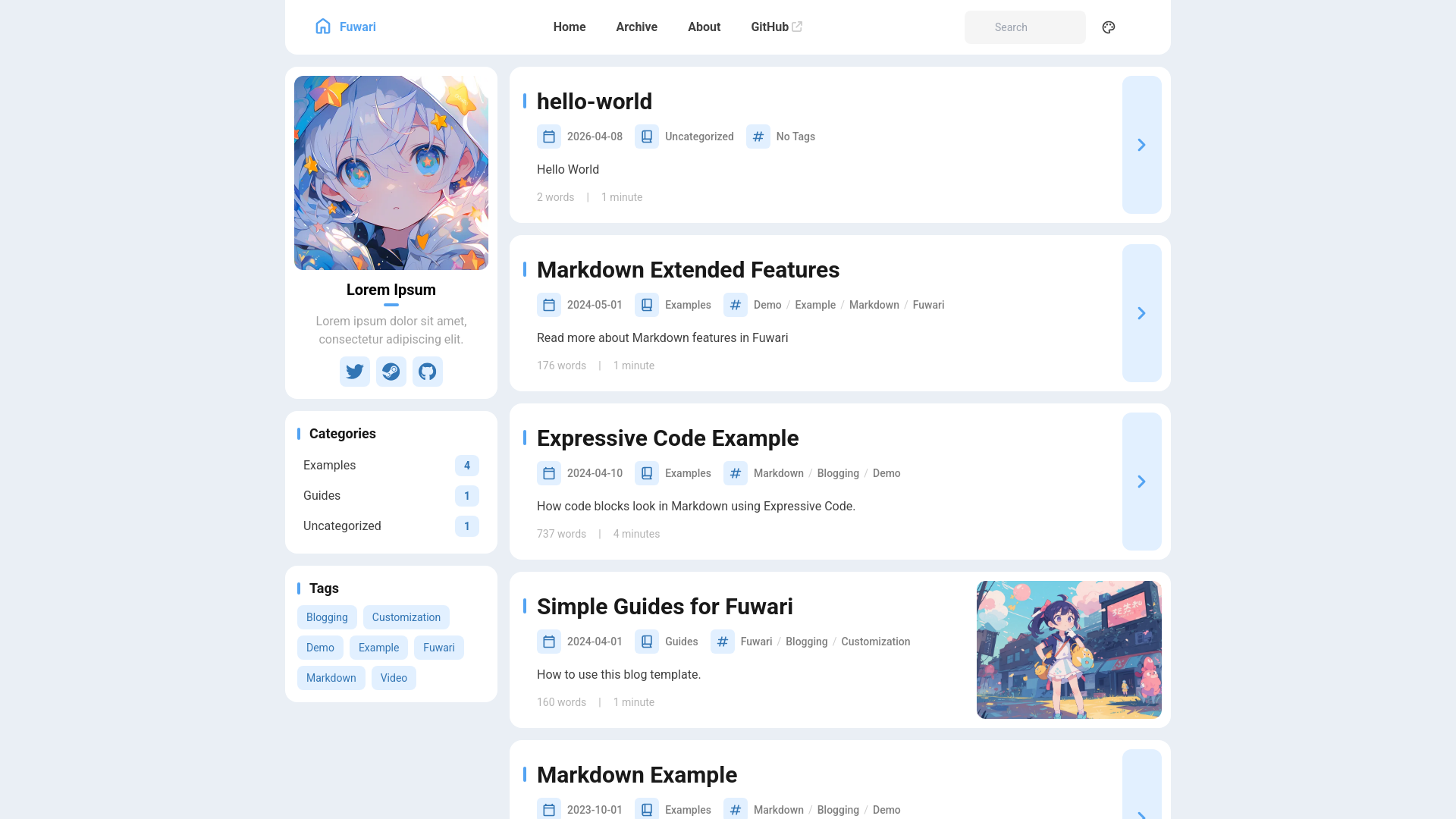 website screenshot of https://nyan-blog.pages.dev/
