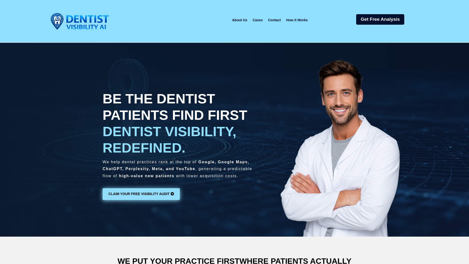 website screenshot of https://dentalpracticevisibilityai.com/