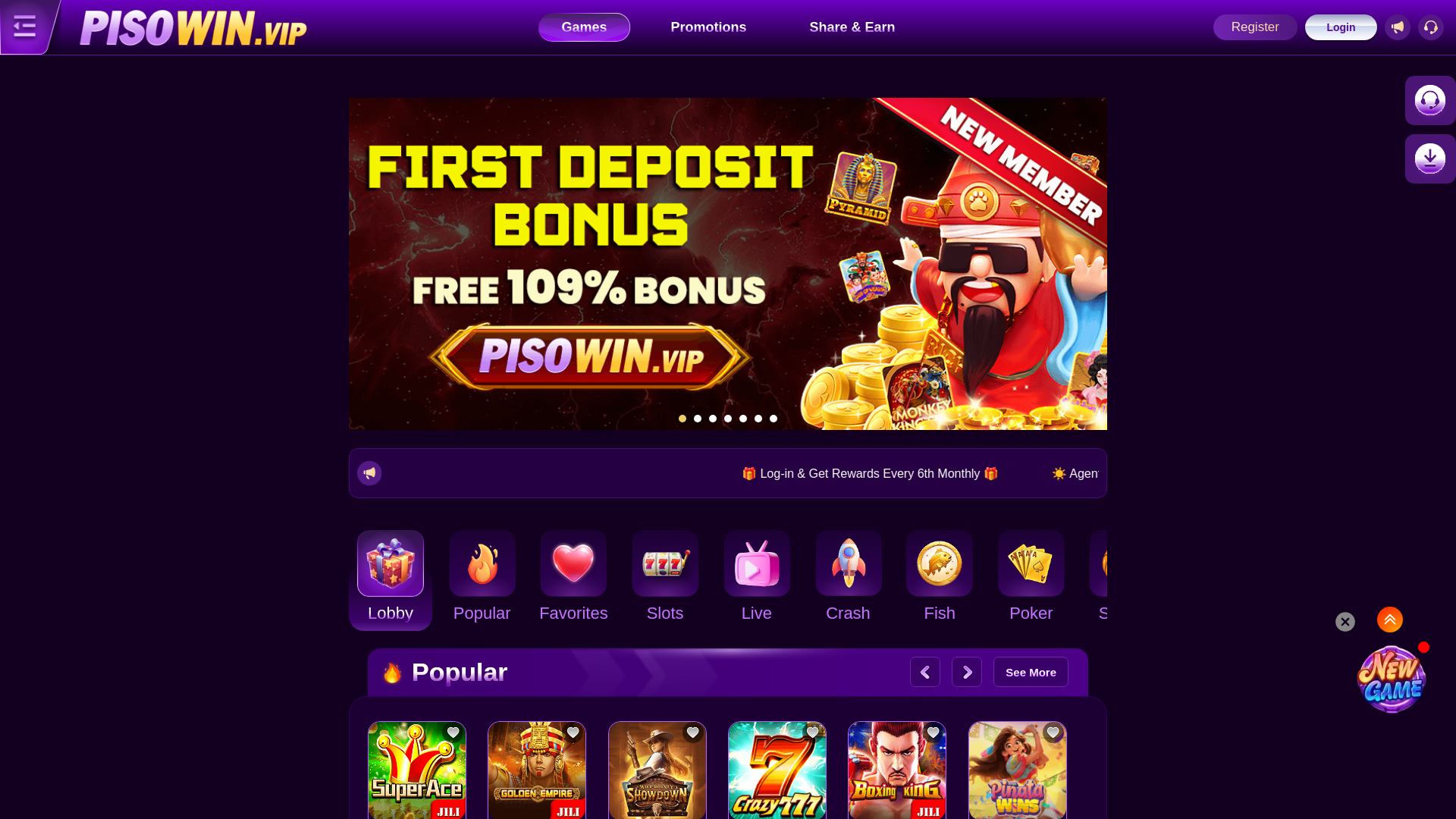 website screenshot of https://pisowin54.club/