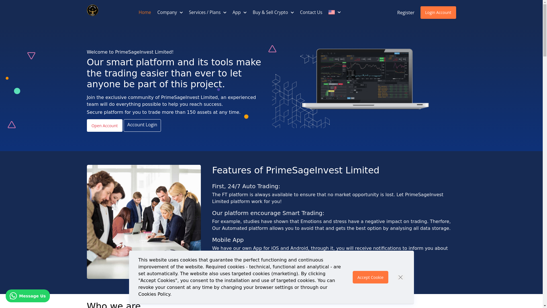 website screenshot of https://primesageinvest.com/