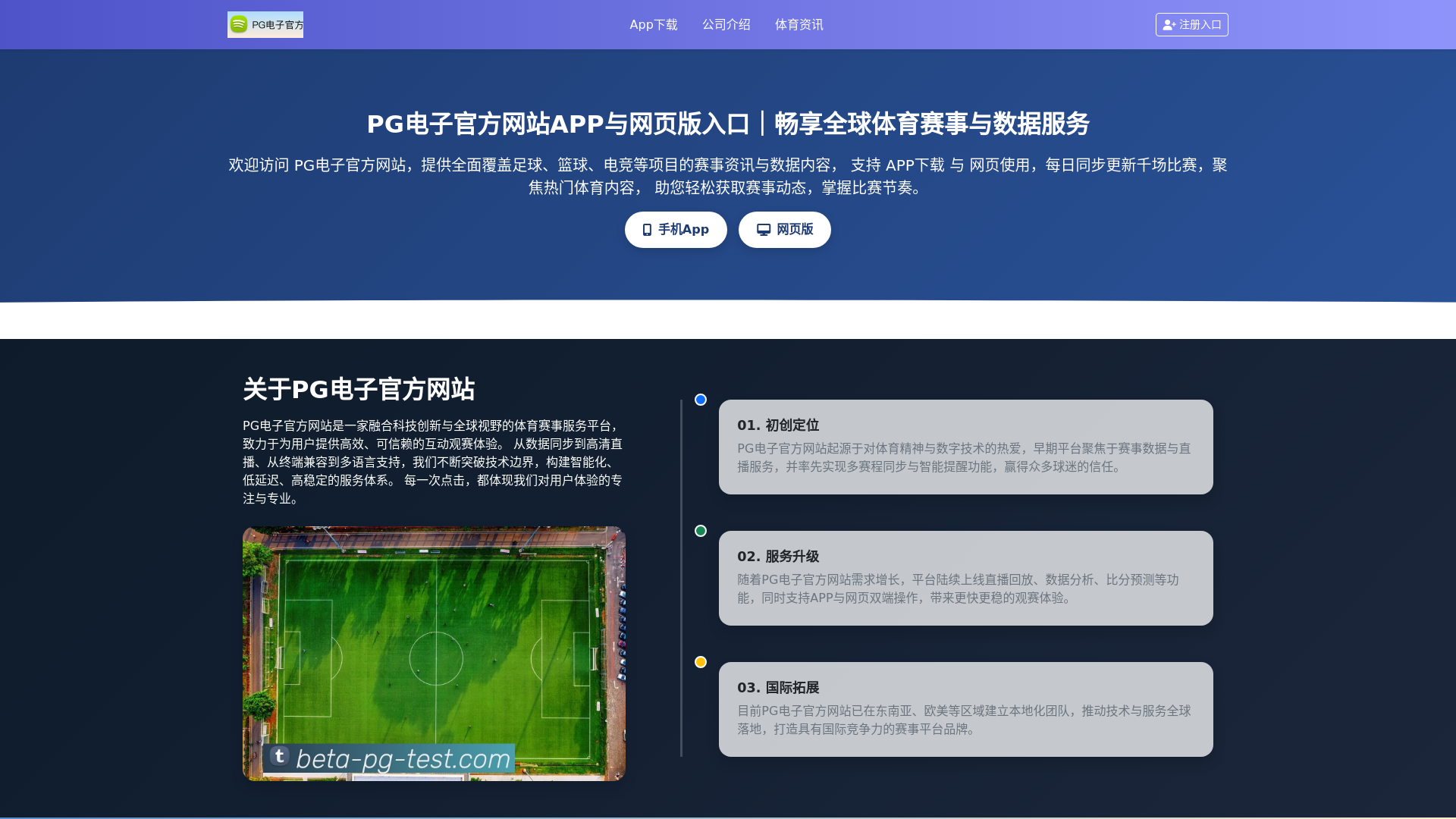 website screenshot of https://beta-pg-test.com/