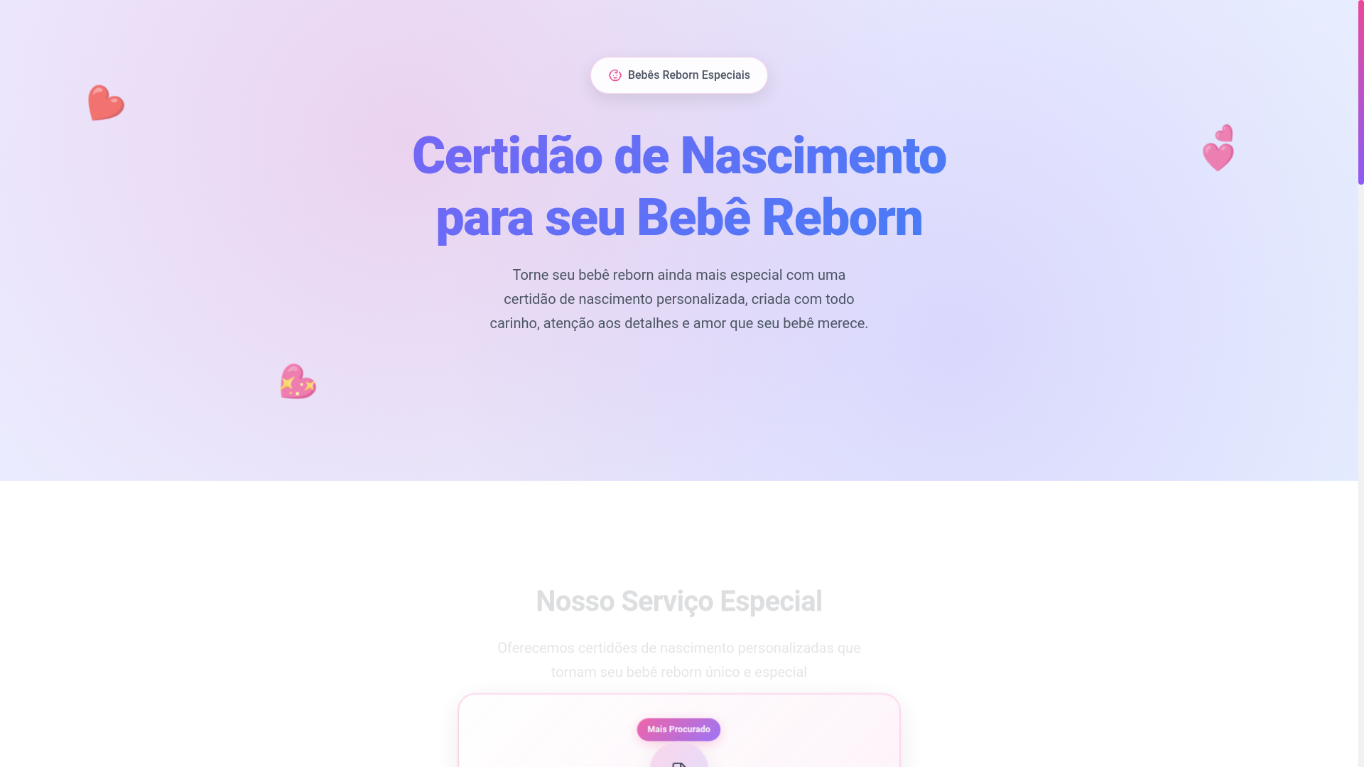 website screenshot of https://bebedocoracao.com.br/