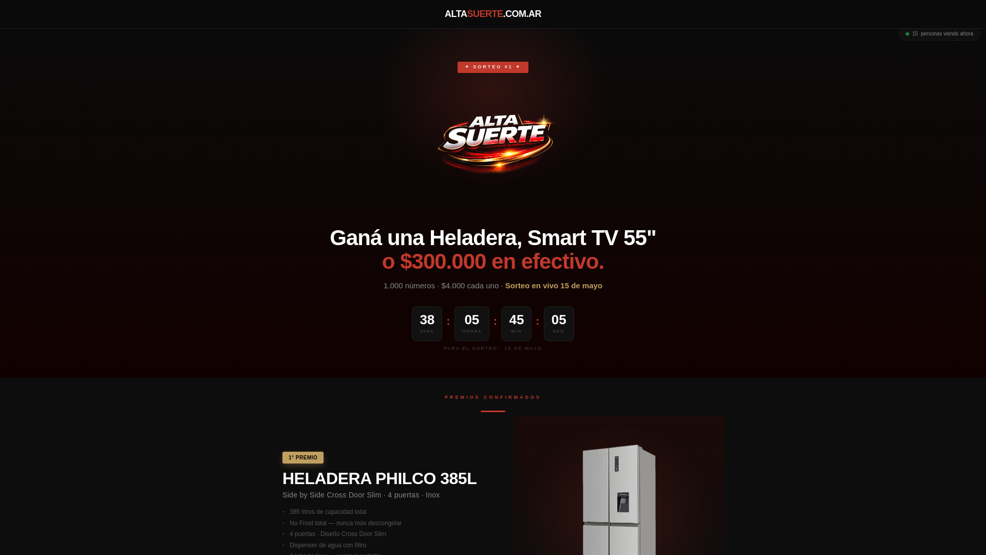 website screenshot of https://altasuerte.com.ar