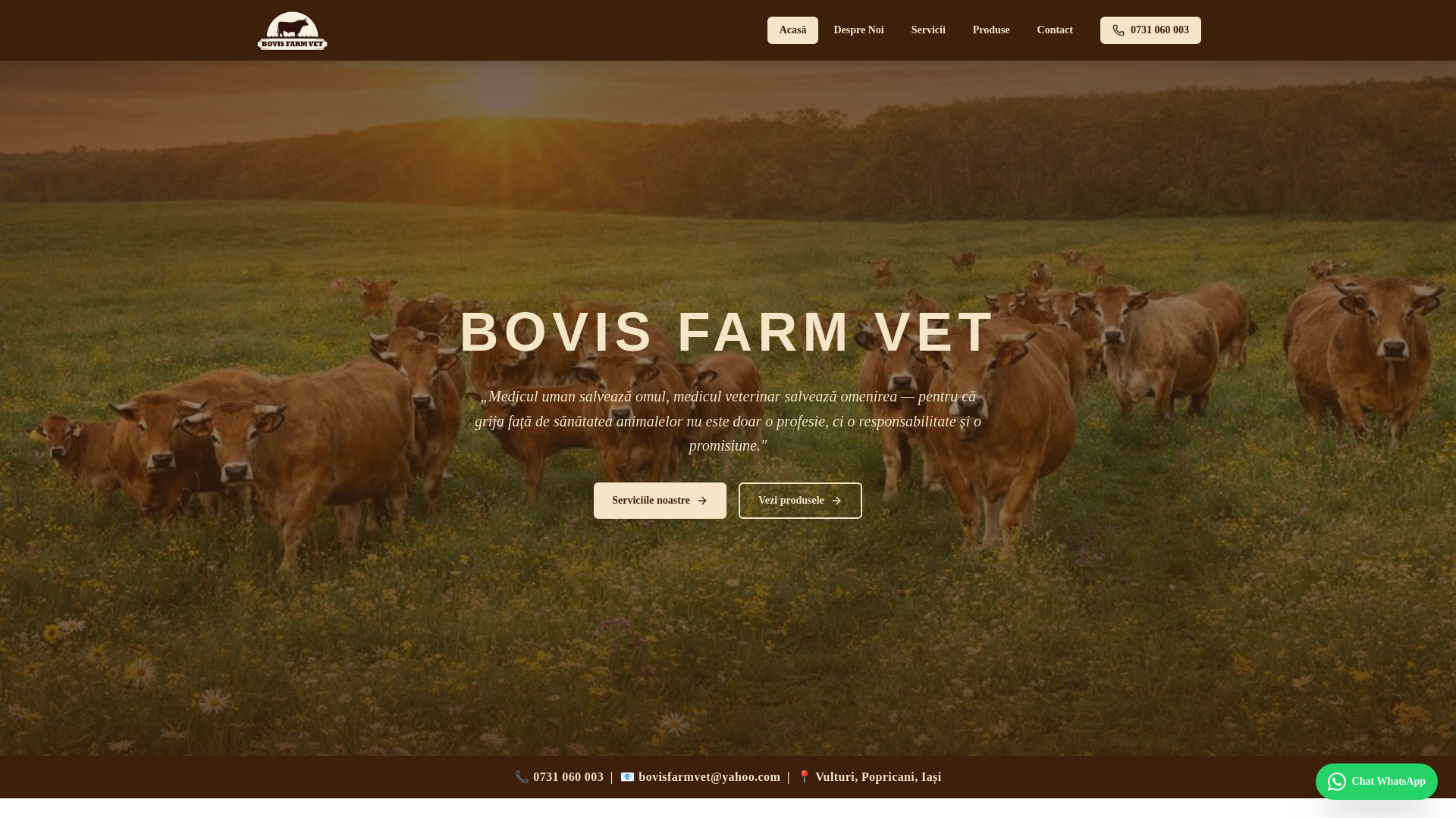 website screenshot of https://bovisfarmvet.ro/