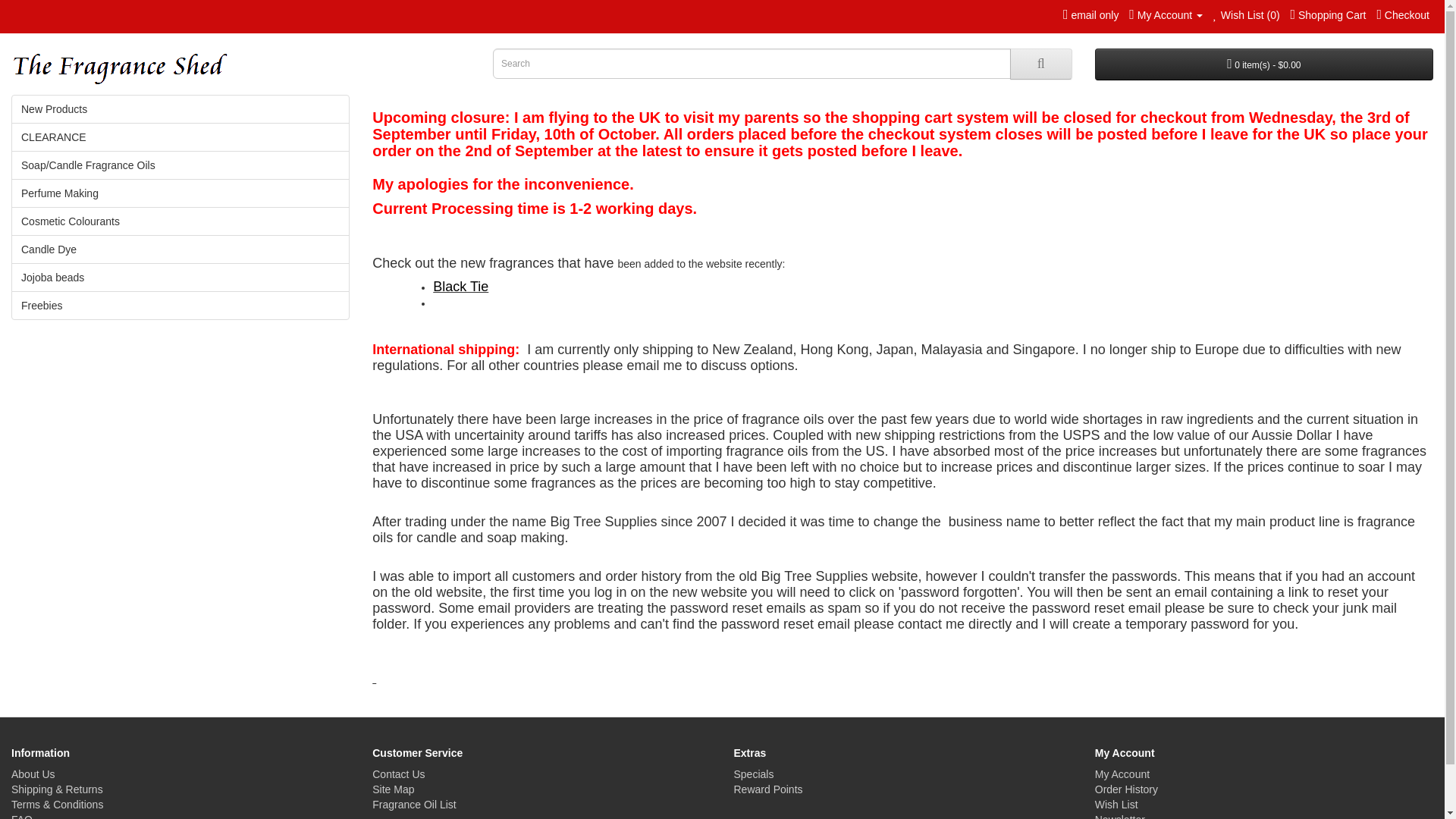 website screenshot of https://fragranceshed.online/