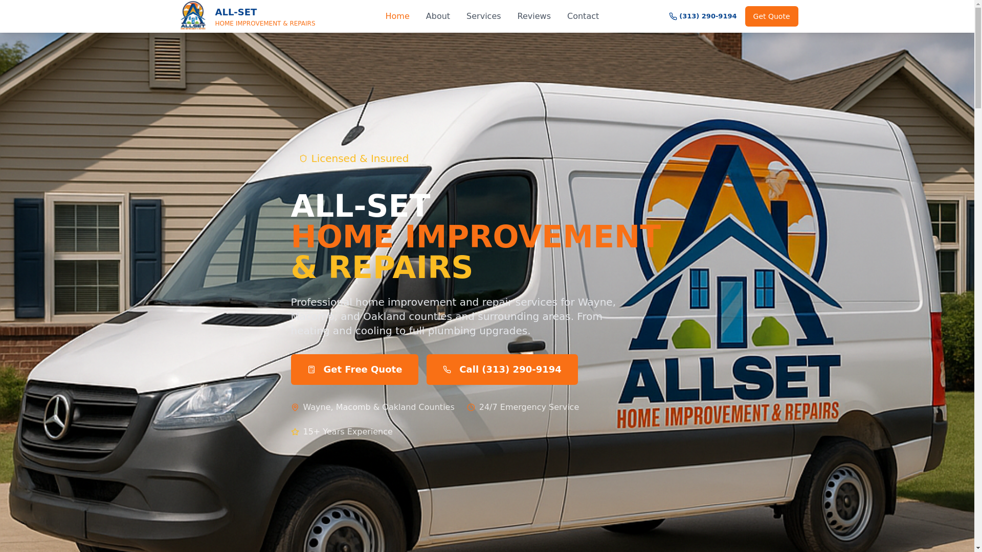 website screenshot of https://allsethomeimprovements.com/