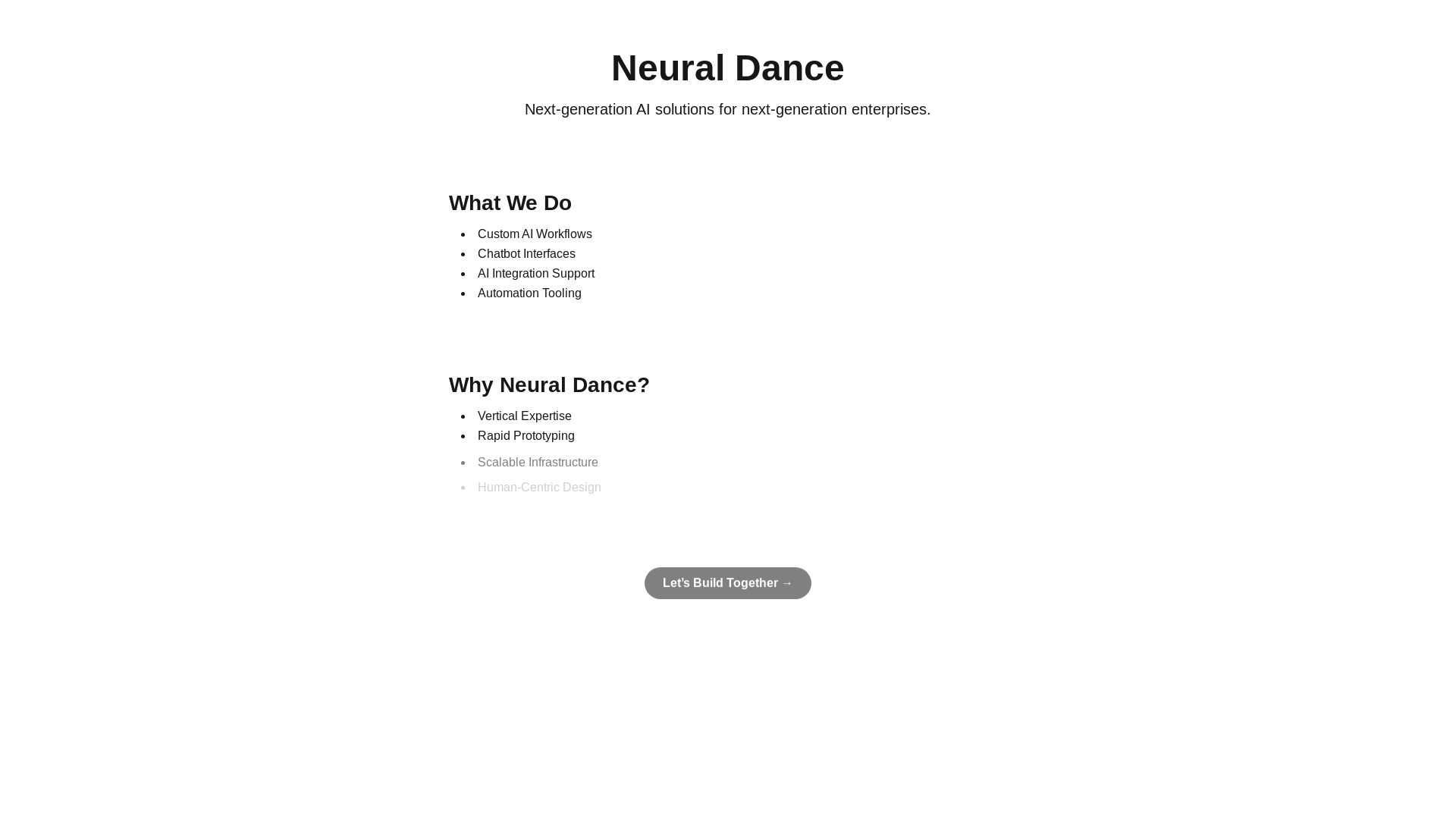 website screenshot of https://neuraldance.ai/