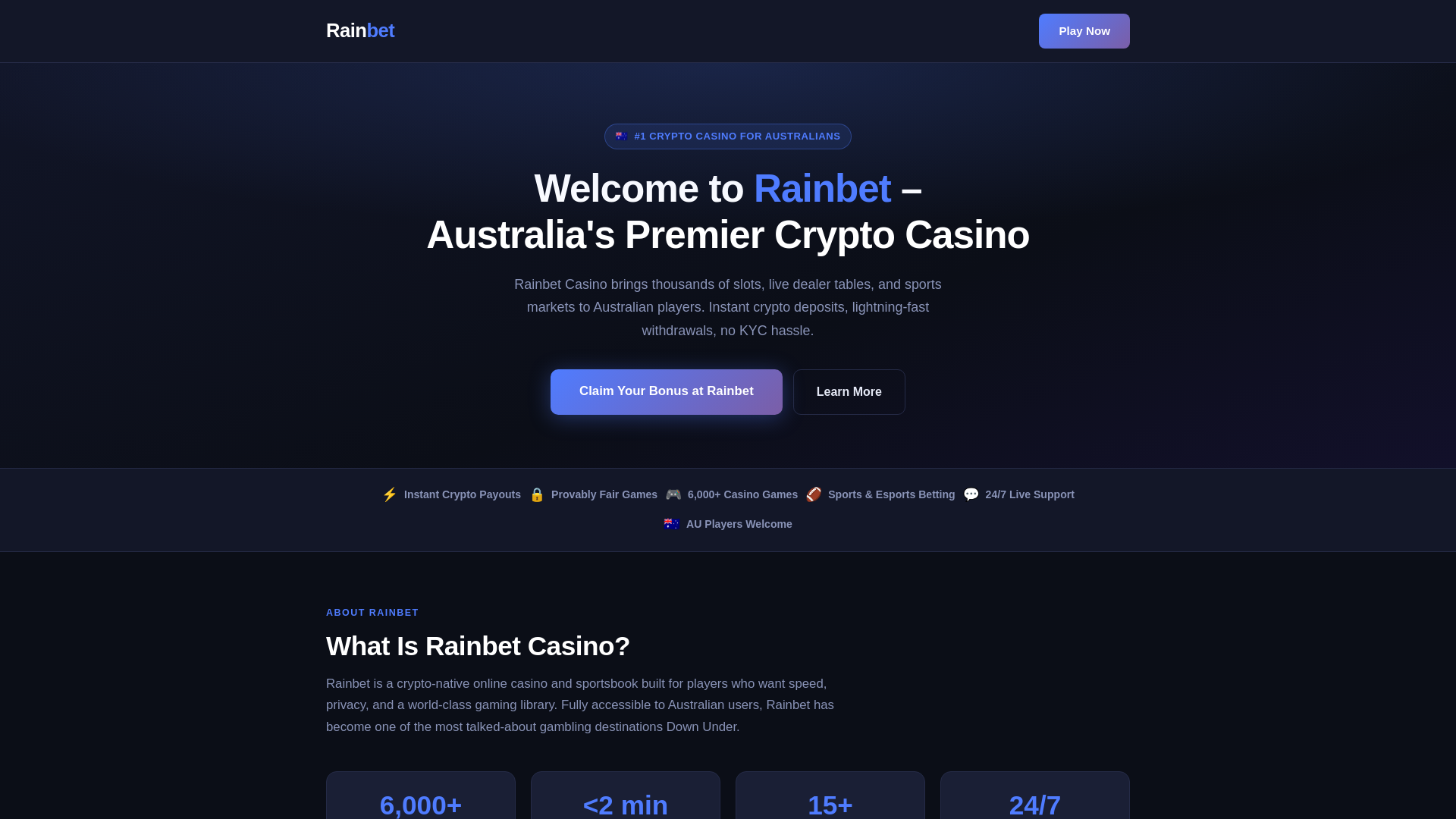 website screenshot of https://rainbet.ltd