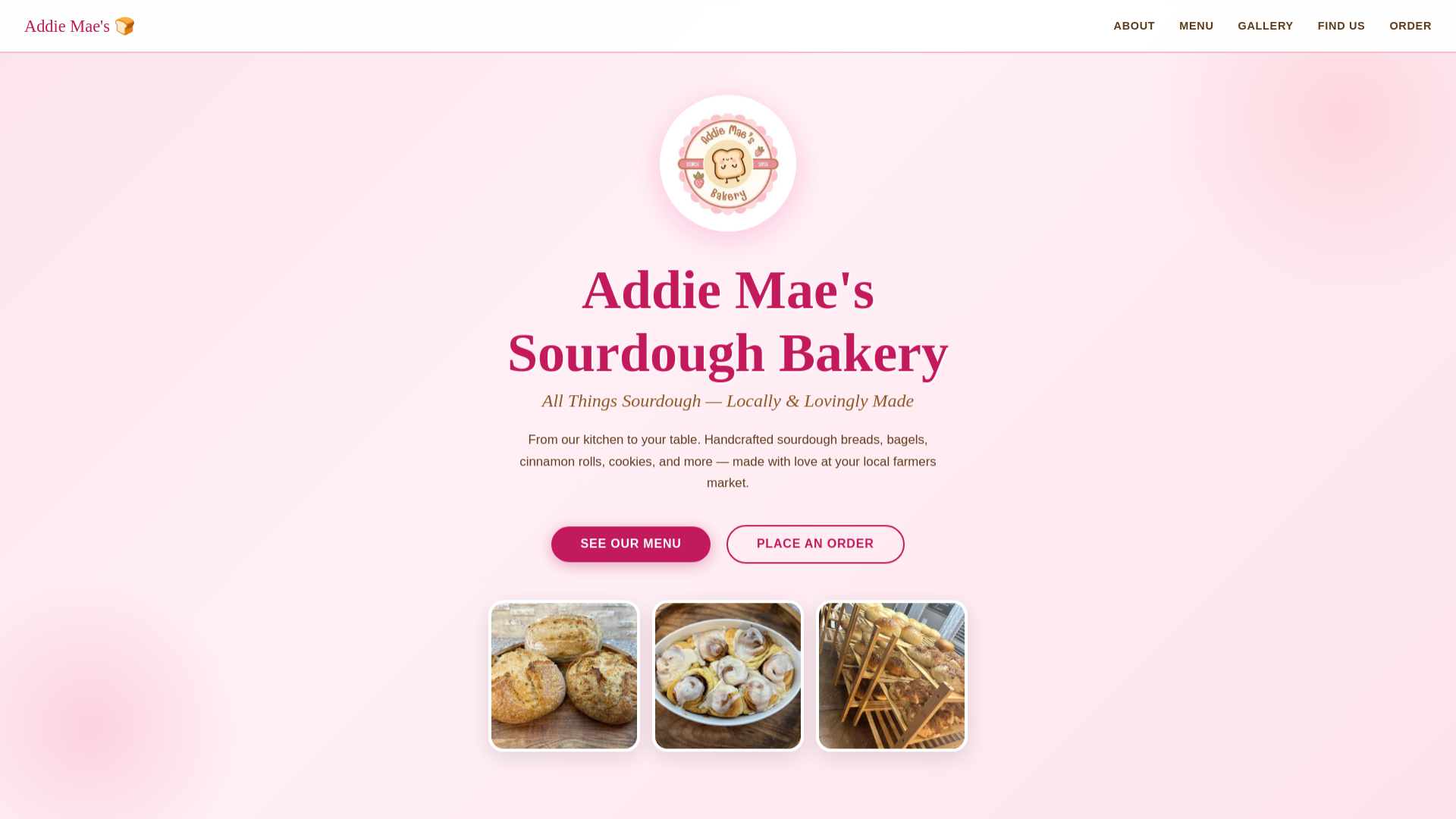 website screenshot of https://addiemaesbakery.com/