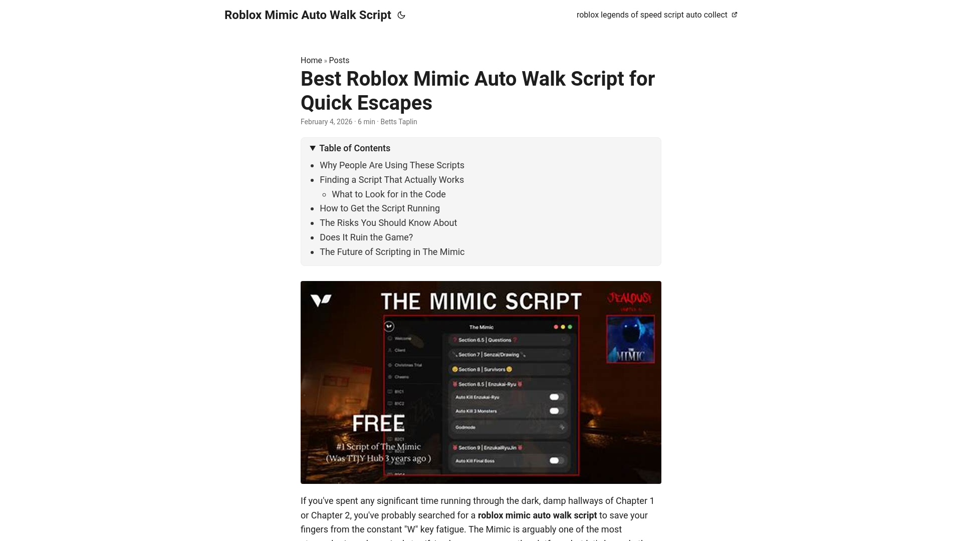 website screenshot of https://roblox-mimic-auto-walk-script.pages.dev/