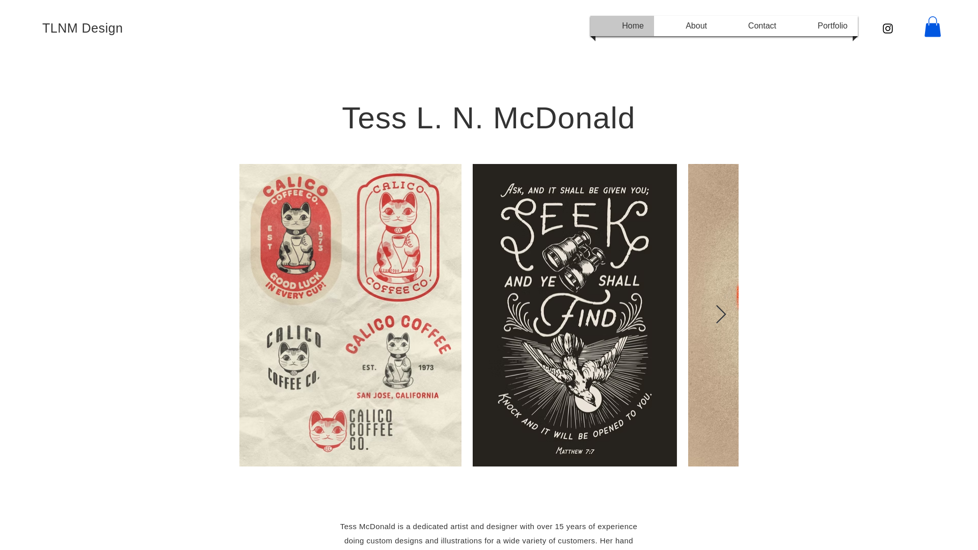 website screenshot of https://tessmdesign.com/