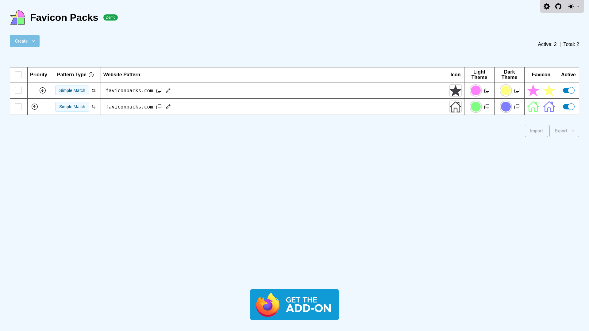 website screenshot of https://favicon-packs.pages.dev/