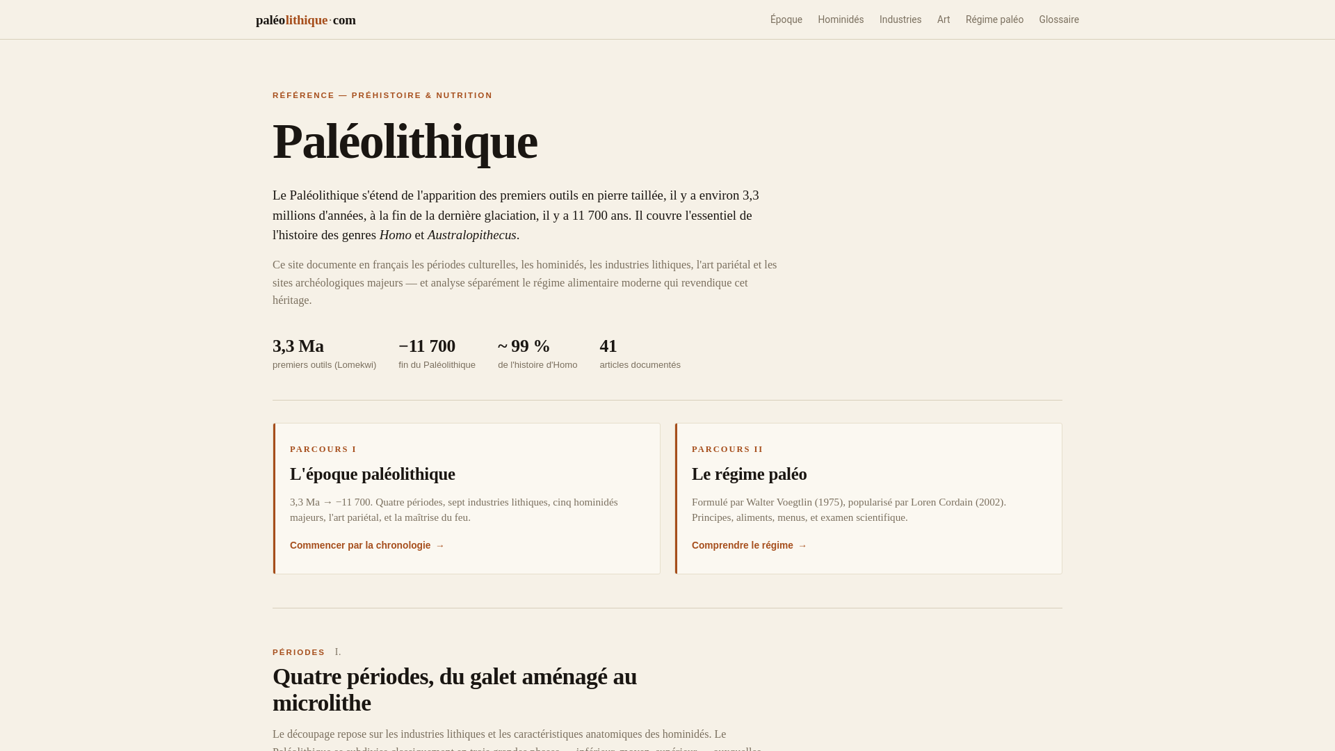 website screenshot of https://paleolithique-com.pages.dev/