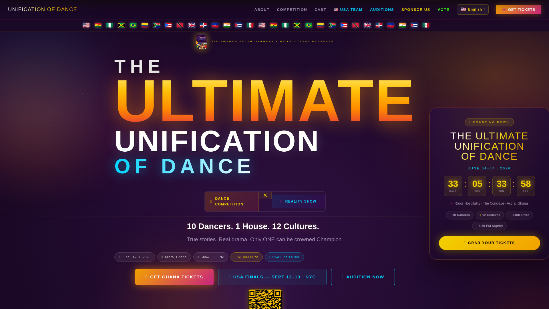 website screenshot of https://unificationofdance.pages.dev/