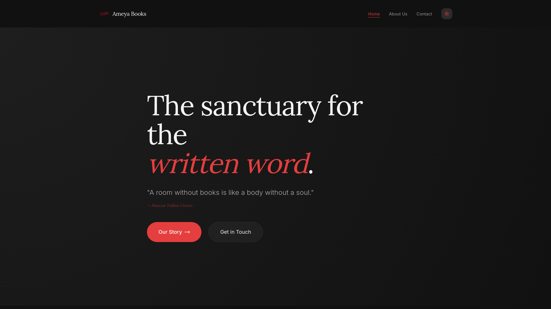 website screenshot of https://ameyabooks.in/
