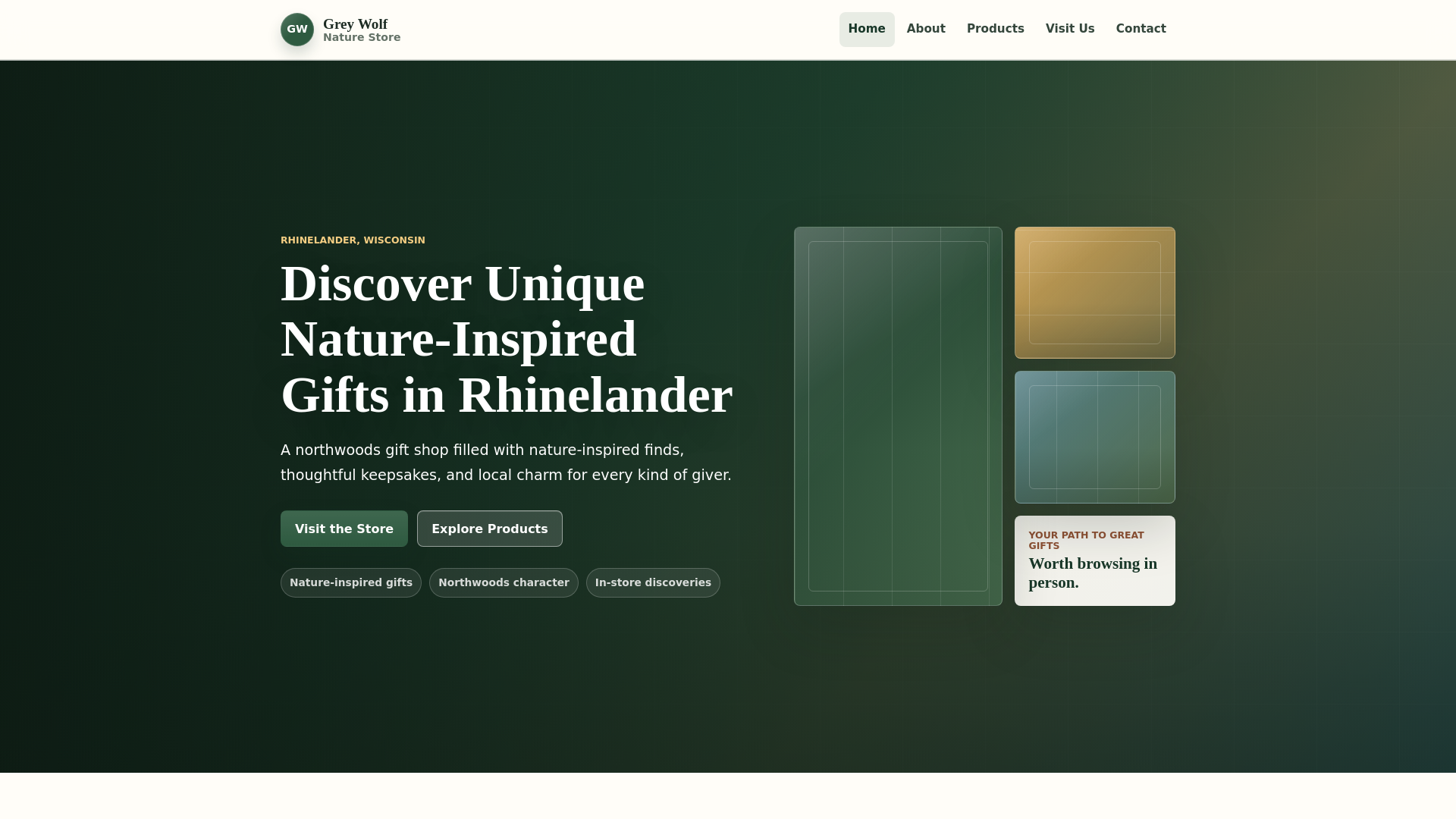website screenshot of https://grey-wolf-nature-store.pages.dev/
