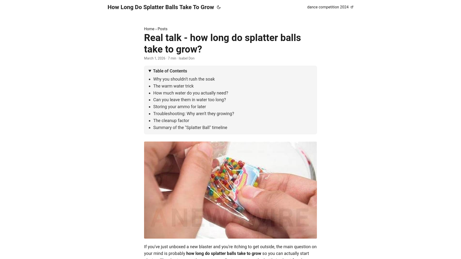 website screenshot of https://how-long-do-splatter-balls-take-to-grow.pages.dev/