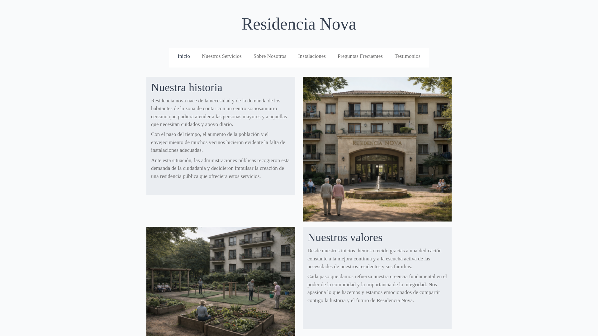 website screenshot of https://residencianova.es/